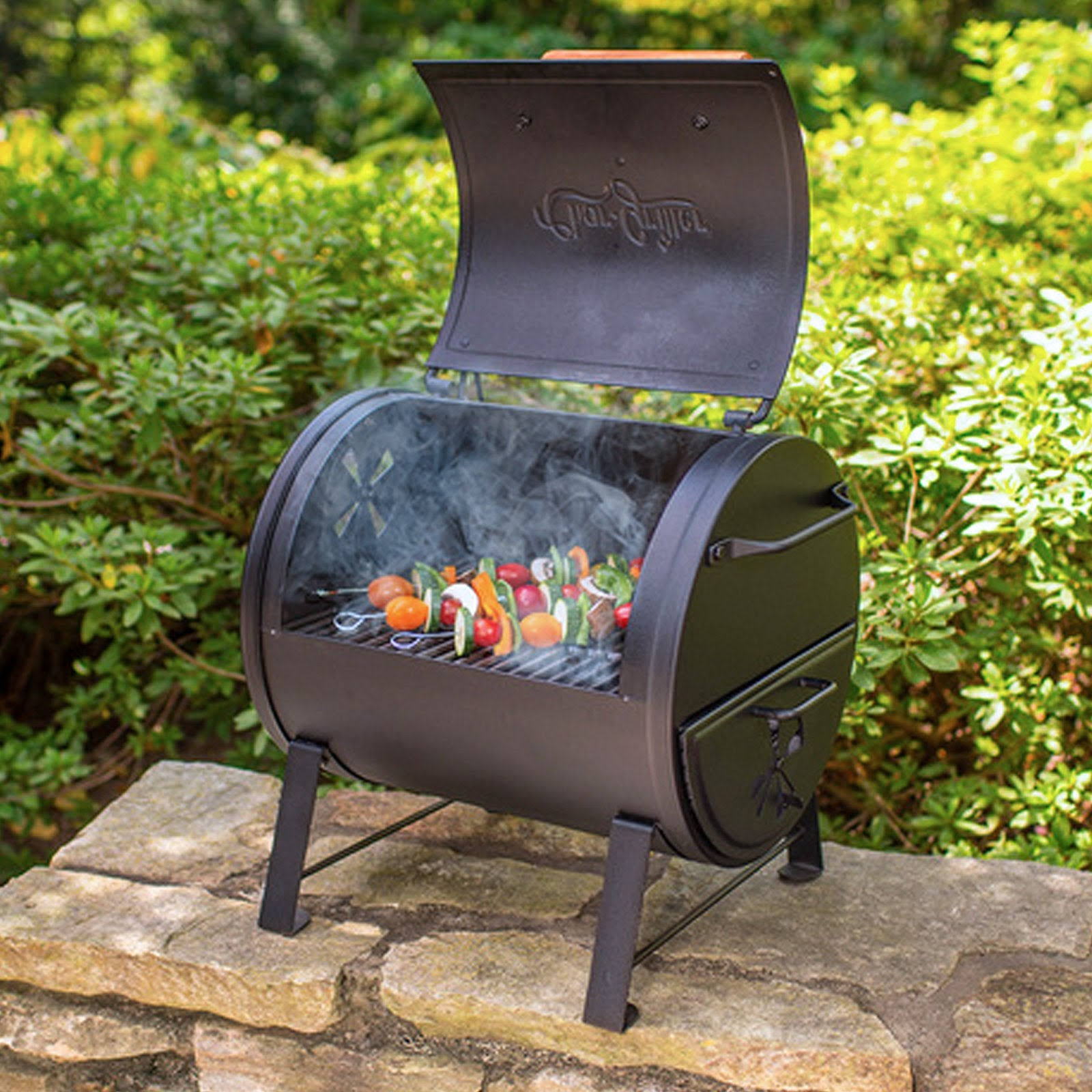 Char-Griller Table Top Charcoal Grill and Side Fire Box, Black