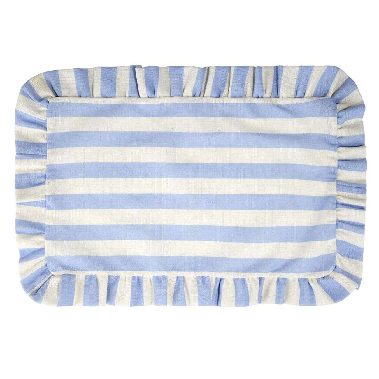 Set de table rectangulaire bord à volant motif rayure polycoton 30x45cm (3 modèles)