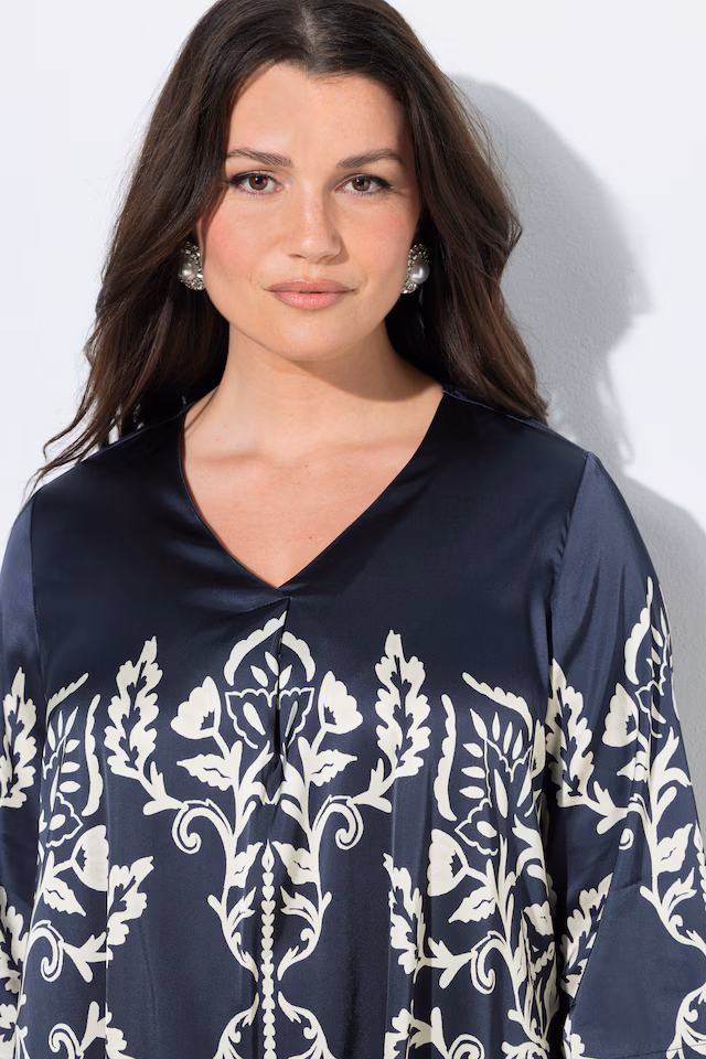 Floral Damask Print Tunic Blouse