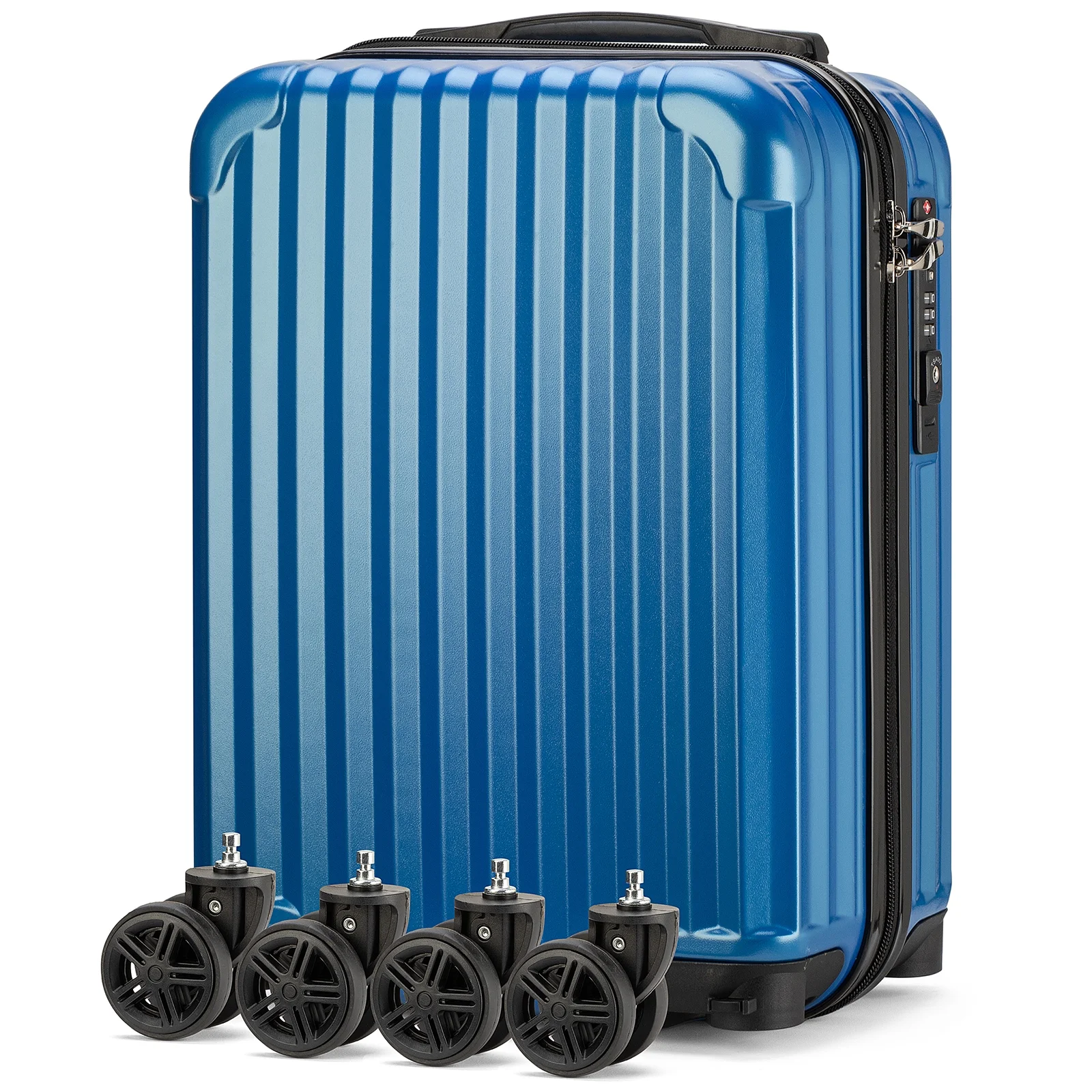 Personal Item Suitcase 18x14x8 Inches Hardside Built In TSA Lock USB Port Lightweight Luggage With Removable Silent Wheels Underseat Carry-On Bag For Spirit and Frontier and More (Blue) - Image 5