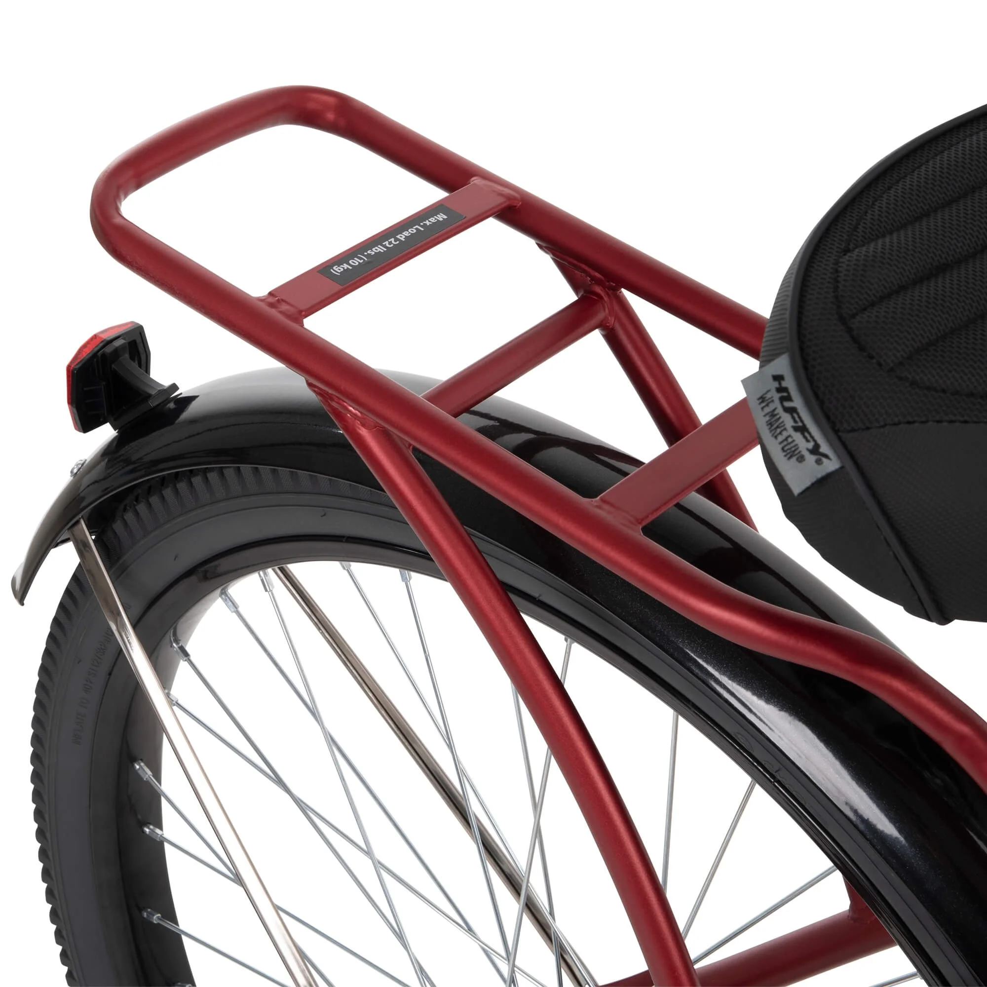 26" Nel Lusso Beach Cruiser Bike, Basket, Cargo Rack, Red, Ages 12+ Image 8