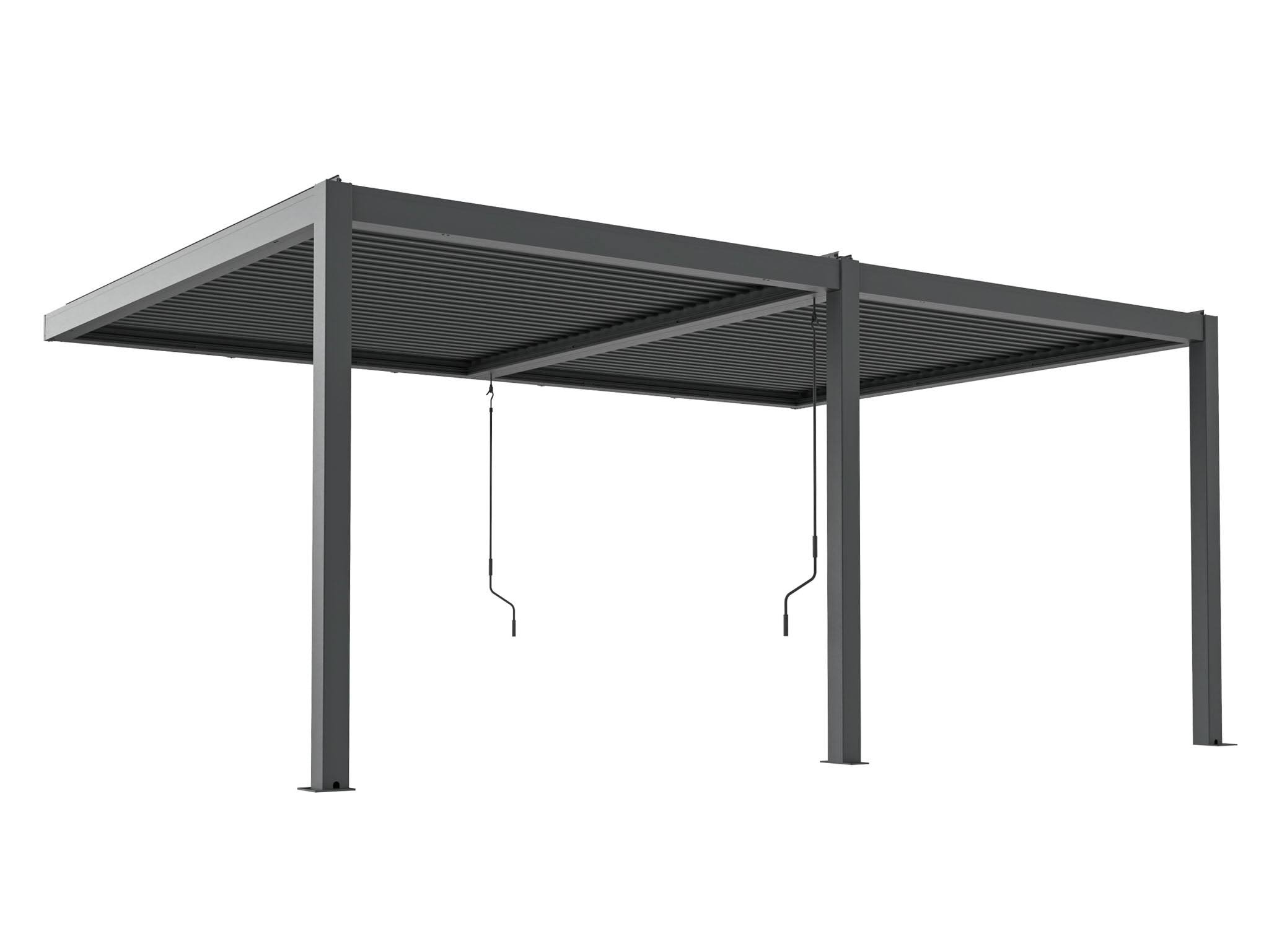 PERGOLUX Metal Pergola | 13' x 19', Aluminium, Adjustable Louvered Roof, Wall Mounted, Modern Scandinavian Design, Anthracite