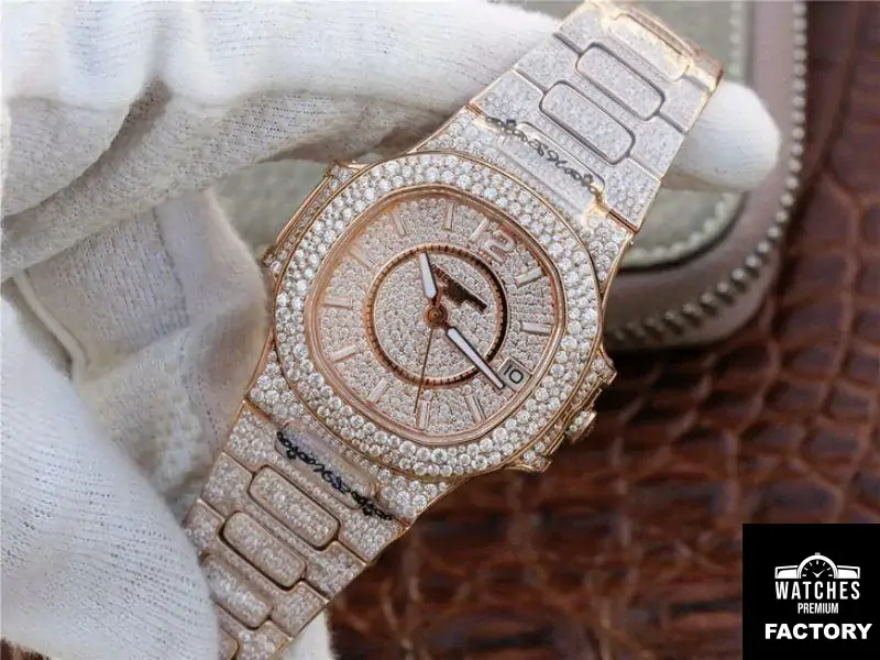 Patek Philippe Nautilus Jumbo 7021 / 1R-001 Full Paved Diamonds Dial
