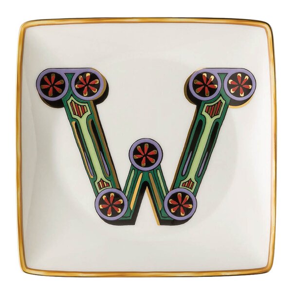 Alphabet skål 12 cm kvadratisk W