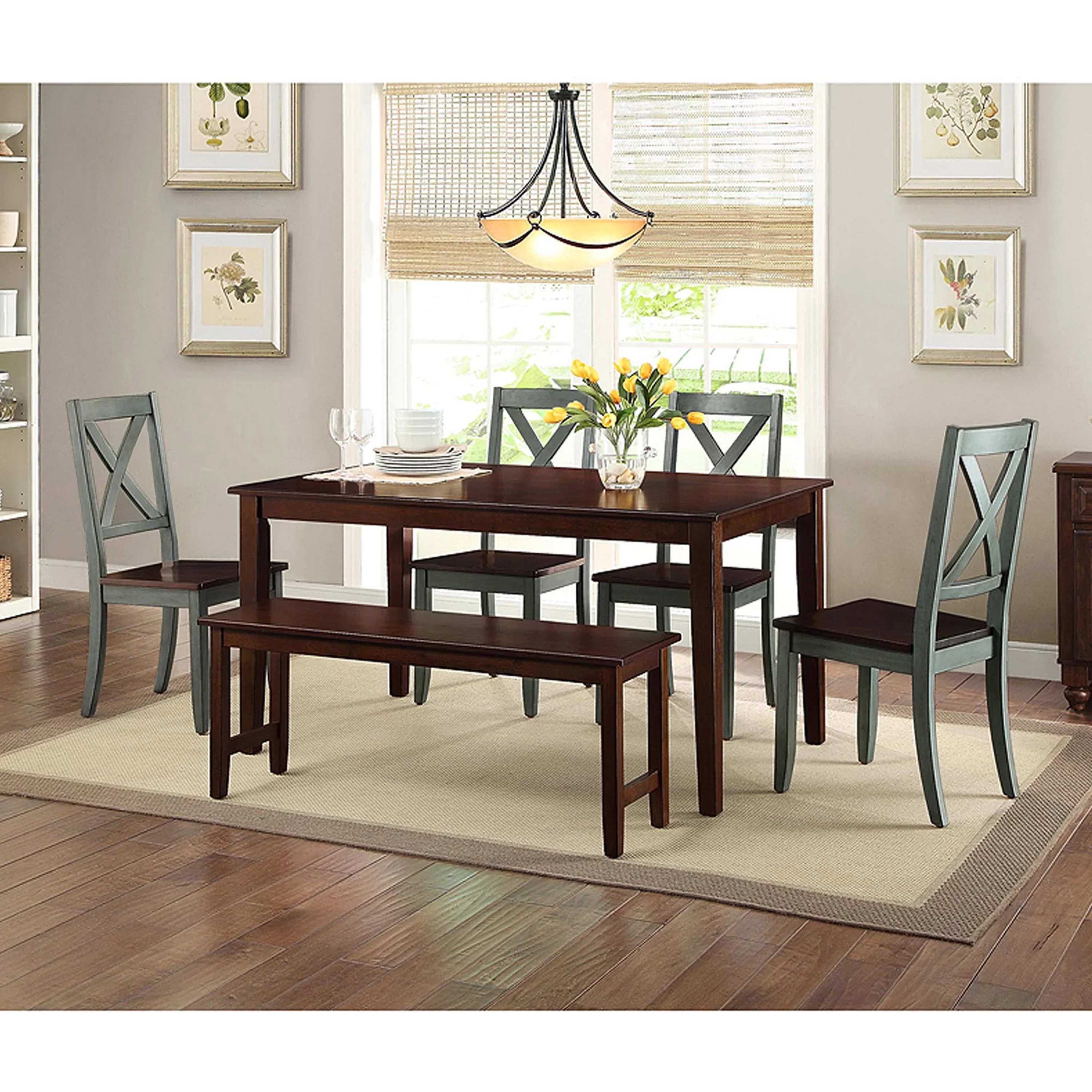 Better Homes & Gardens Maddox Crossing Dining Chairs, Set of 2, Dark Seafoam Finish