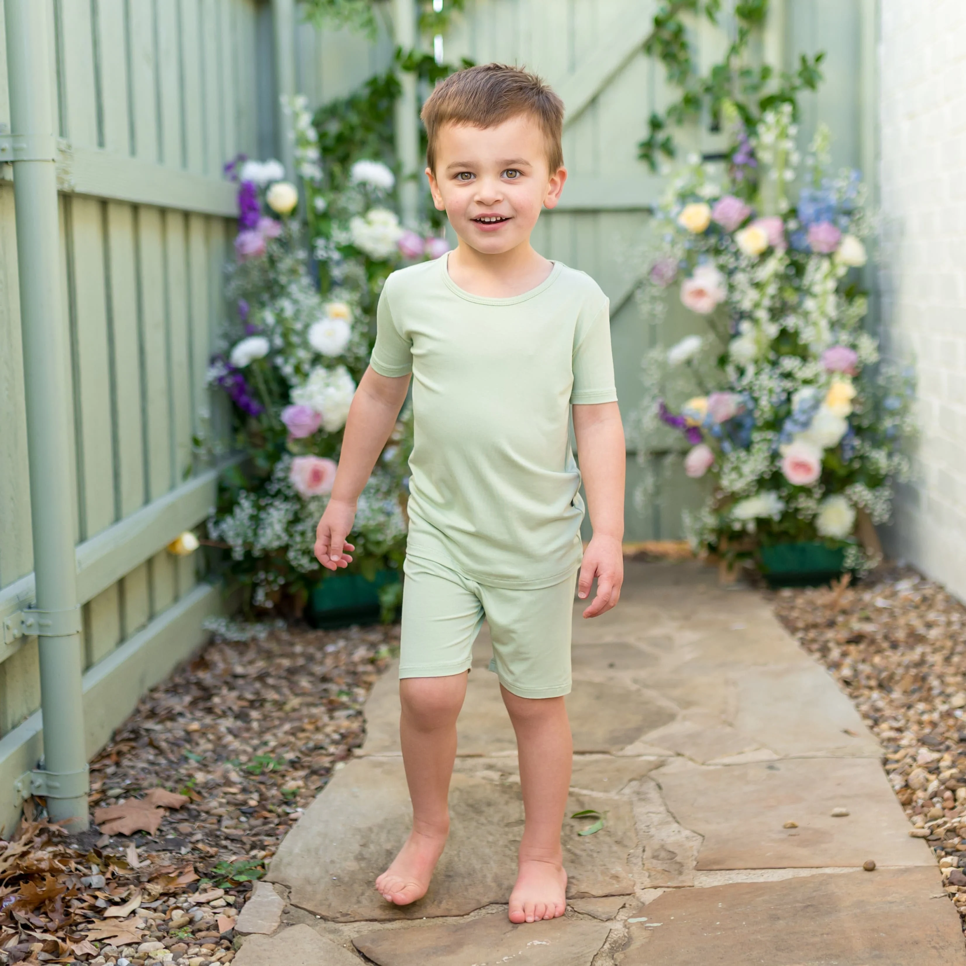 Short Sleeve Pajamas in Basil