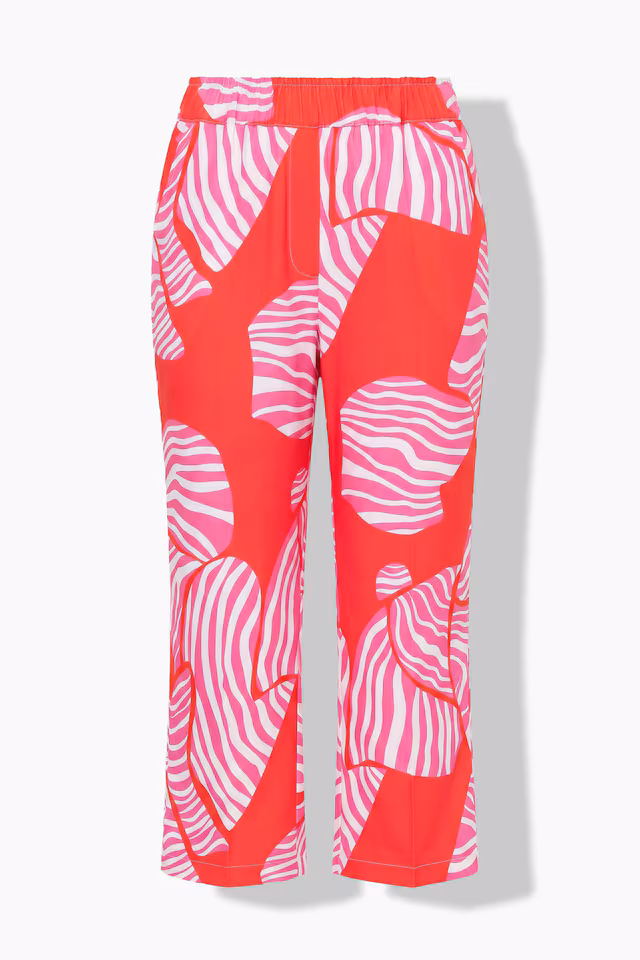 Cropped Striped Geometric Print Pants