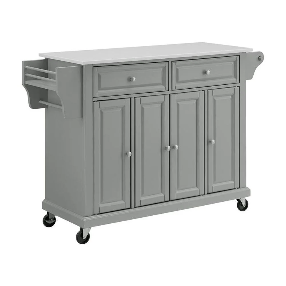 Full Size Kitchen Cart-Finish:Gray,Style:Granite Top/White - Image 9