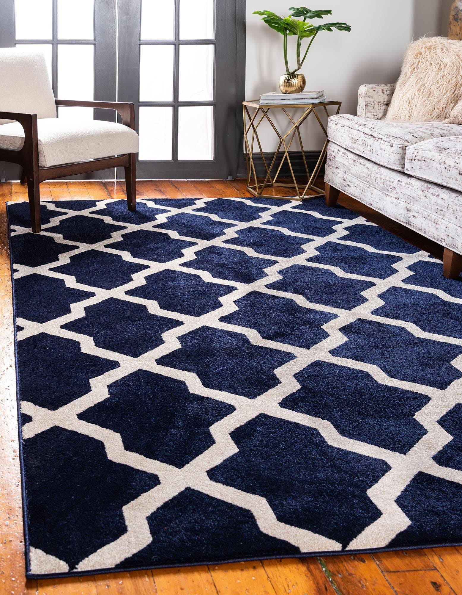 Unique Loom San Antonio Trellis Area Rug - 5' x 8' Navy Blue