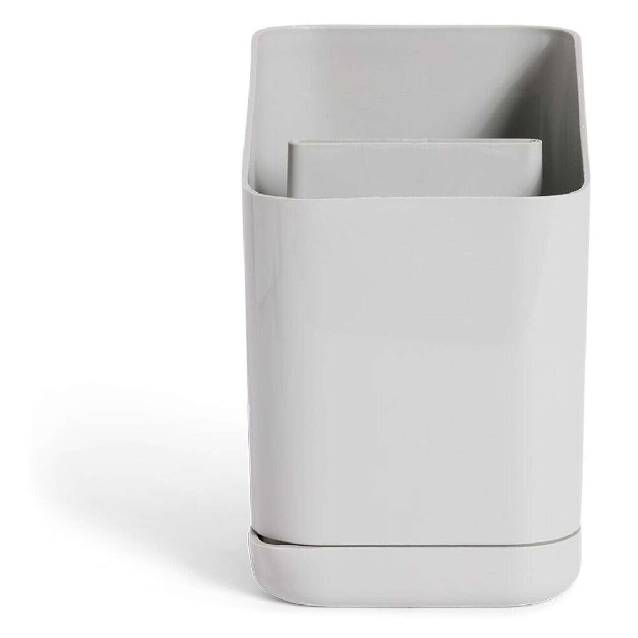 Égoutoir à couverts et ustensiles plastique gris - 11x11xH17cm