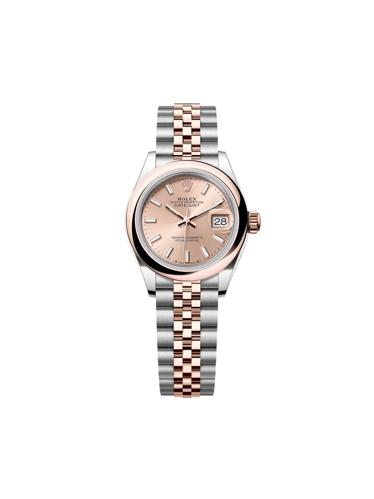 【Super Clone】RLX Lady-Datejust 28mm  279161 Rose Stick Dial, Two Tone Stainless Steel & 18K Rose Gold Oyster Bracelet Women's Watch