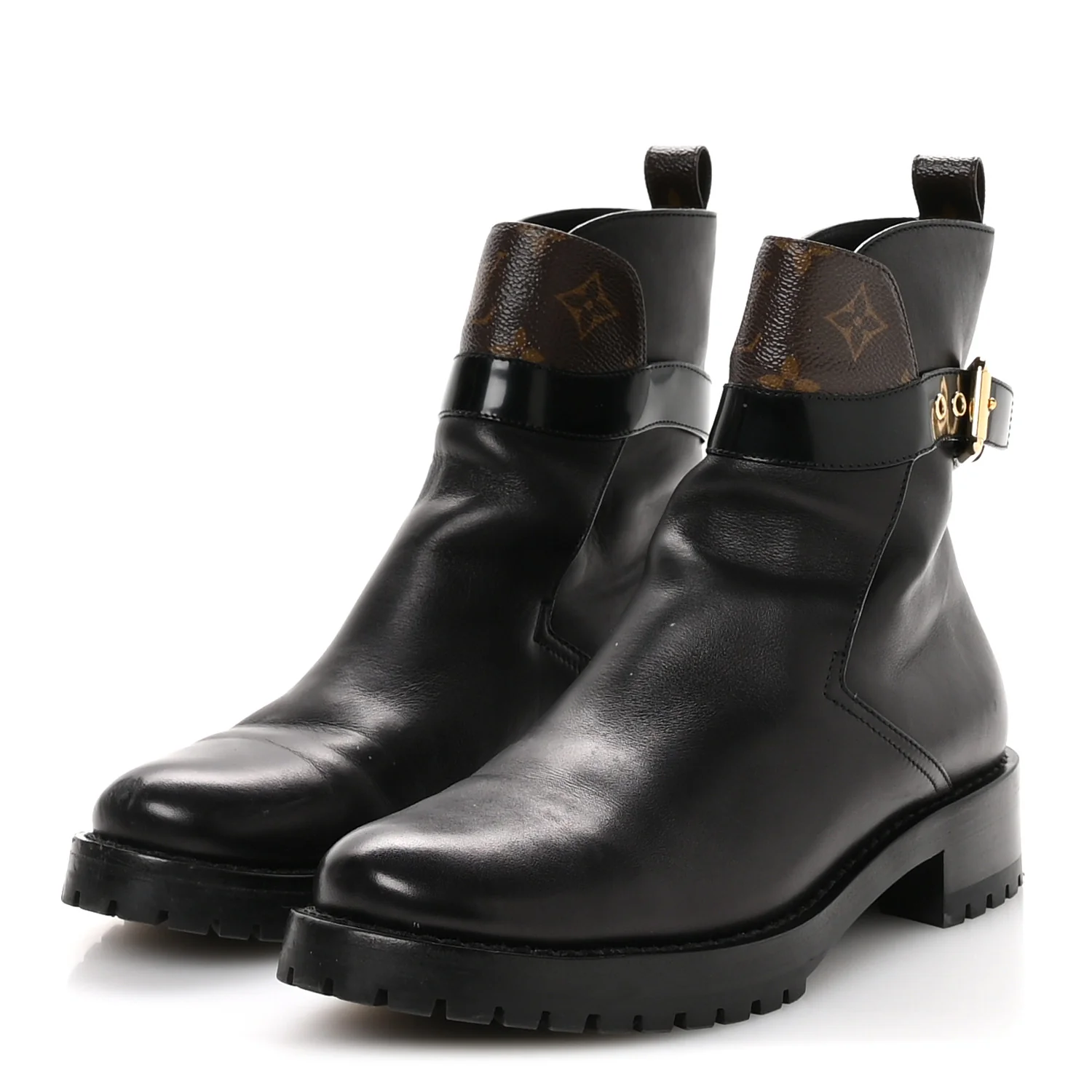 Calfskin Monogram Discovery Flat Ankle Boots 38 Black