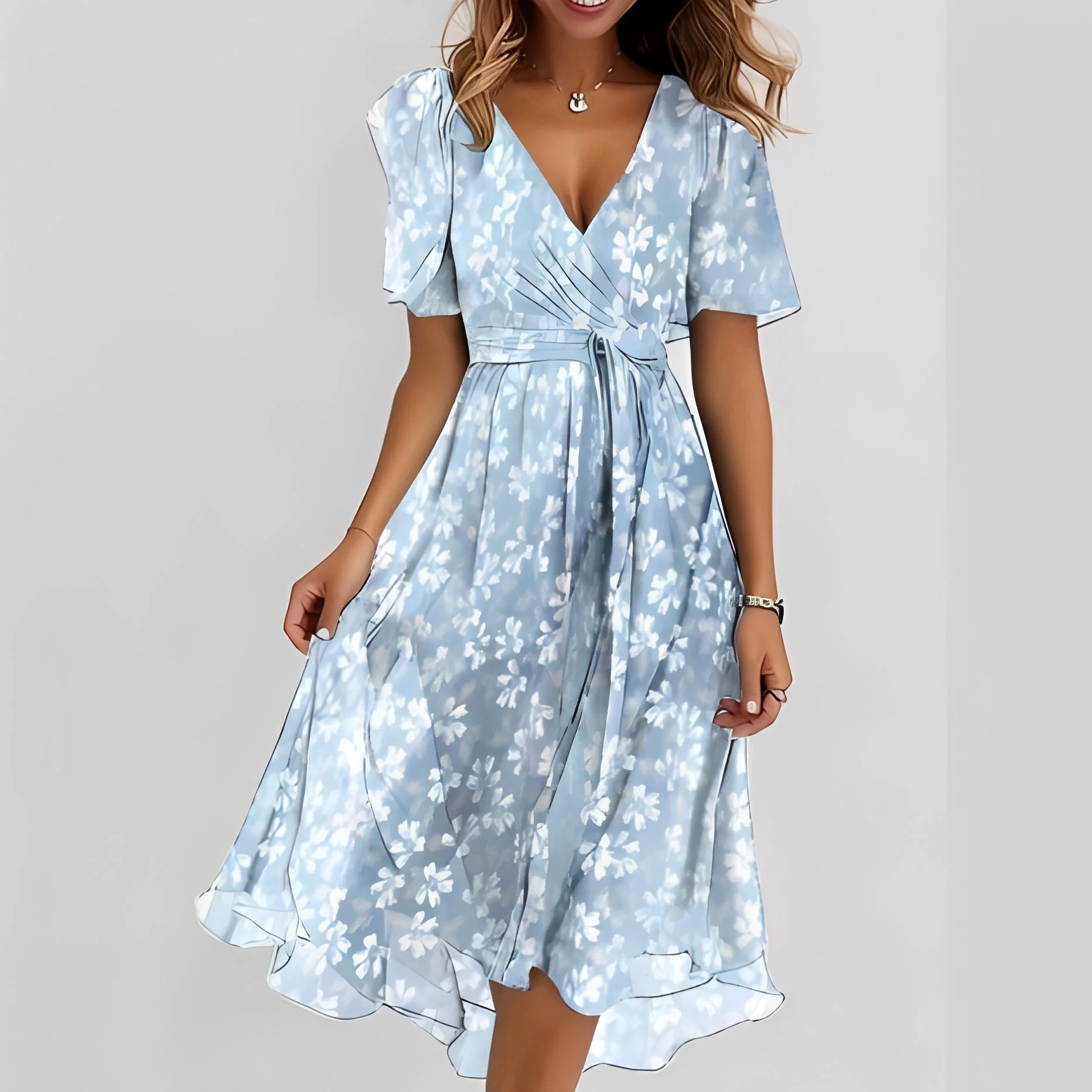 Emelia - Robe en chiffon à fleurs