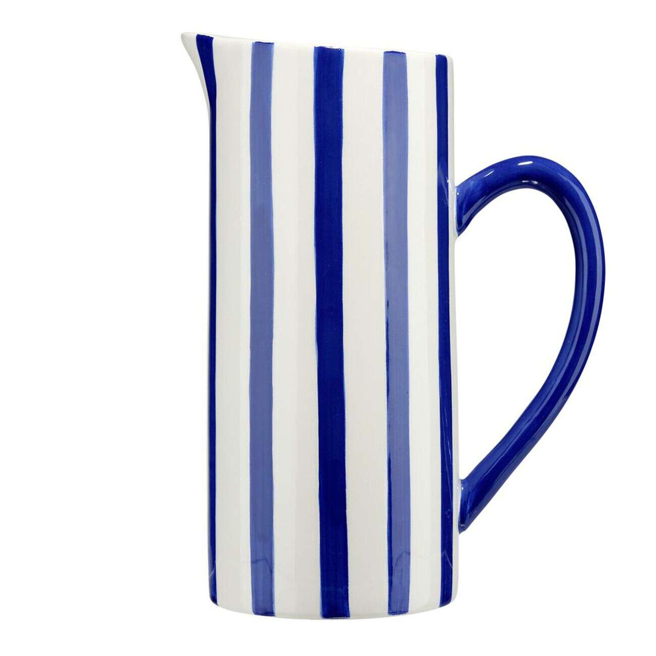 Pichet céramique 1,3L motif bayadère rayures colorées Ø10xH23cm (2 modèles)