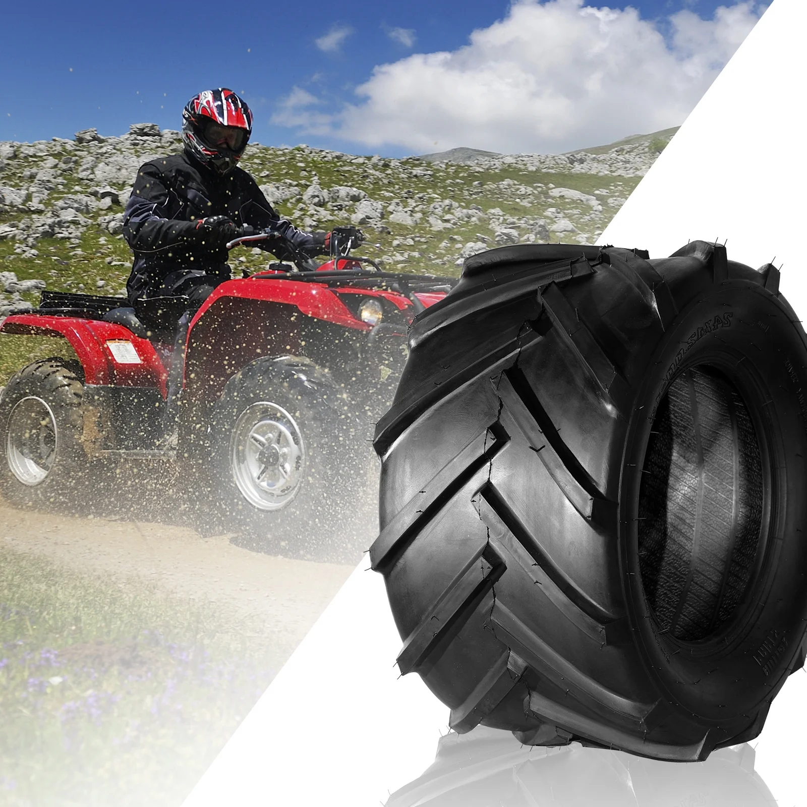 Ktaxon 2 Pack 24x12.00-12 Lawn Mower Turf Tires, Garden Mower Tractor Cart Tires, 6PR Golf Cart Tires, Tubeless - Image 9