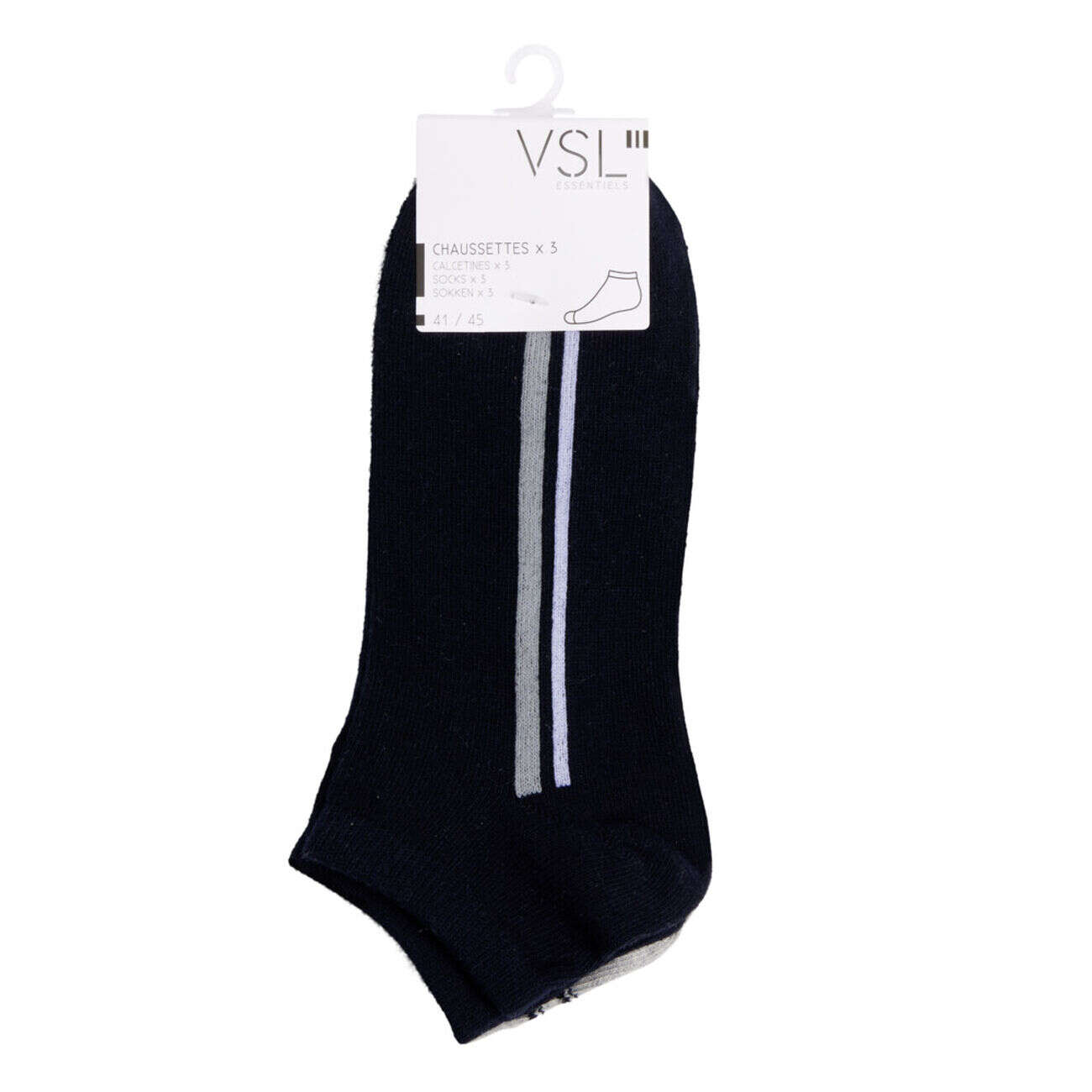 Chaussettes homme tige courte polycoton 3 paires 41/45