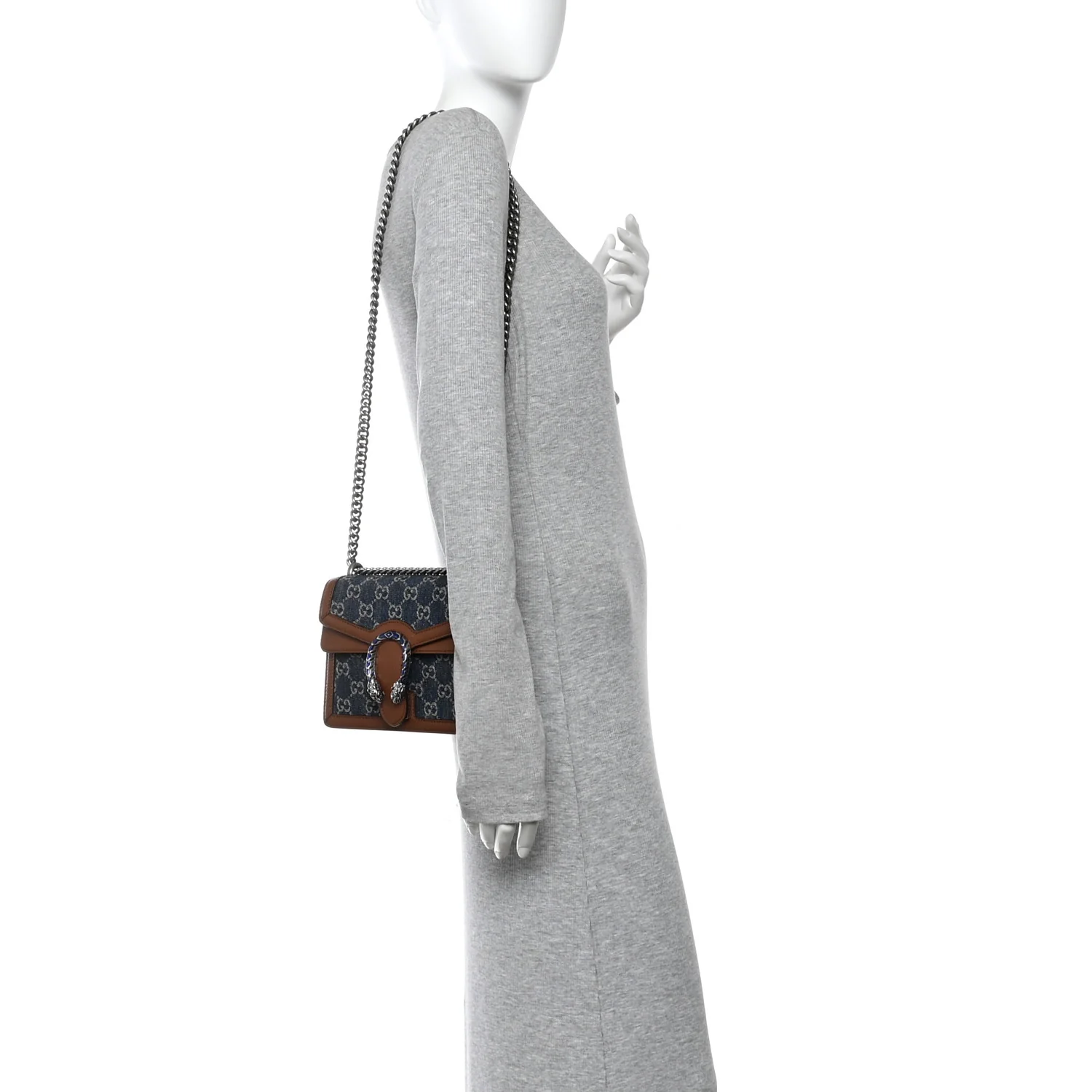 New Denim GG Monogram Dollar Calfskin Enamel Mini Dionysus Shoulder Bag Blue Tea Cuir Epilog Electric Blue