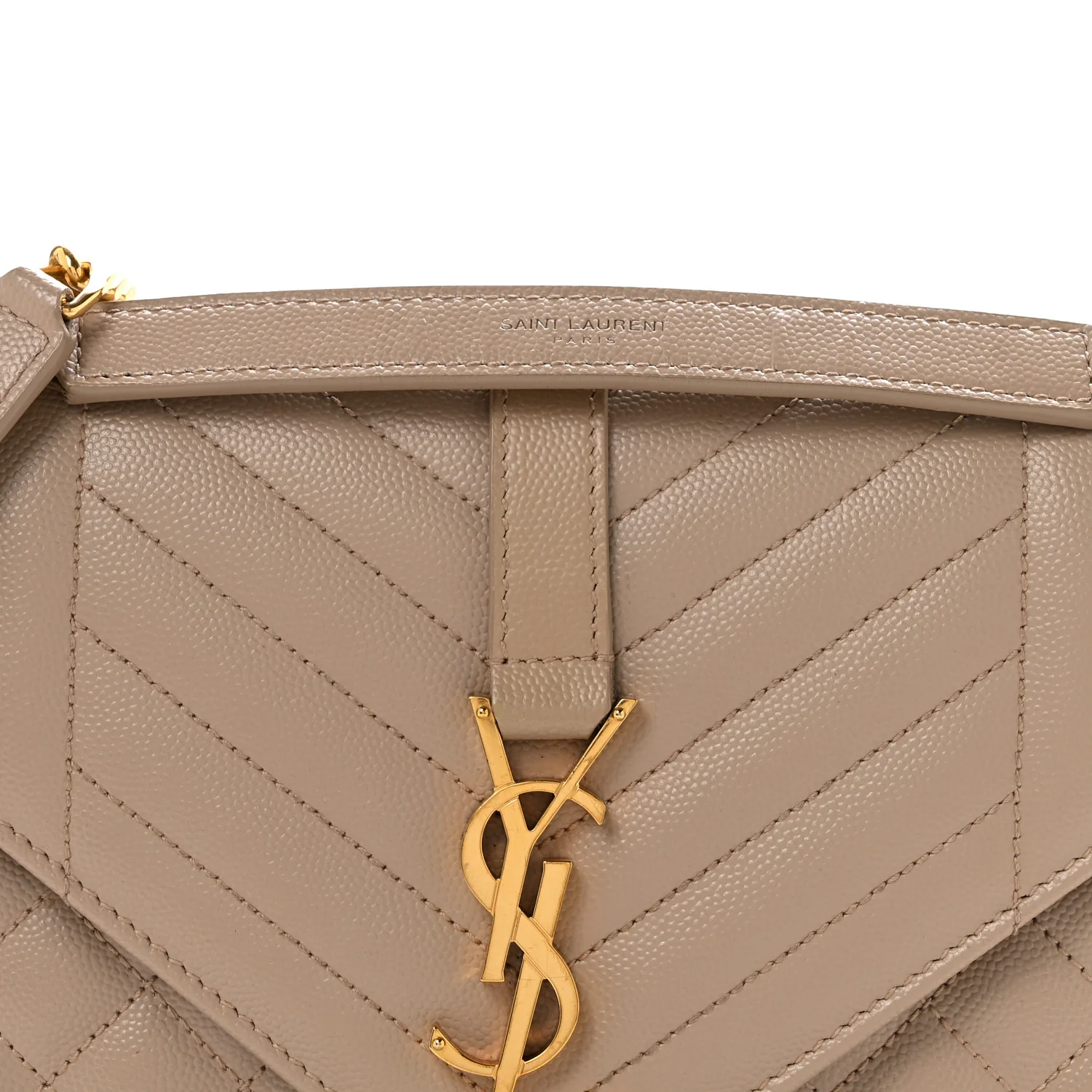 Grain De Poudre Textured Mixed Matelasse Medium Triquilt Monogram Satchel Dark Beige