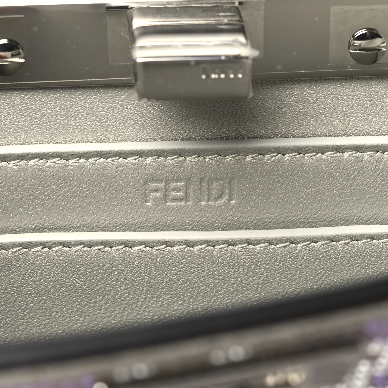 Iridescent Crystal Vitello Laminato Suede FF Petite Peekaboo I SEE U Satchel Cappuccino