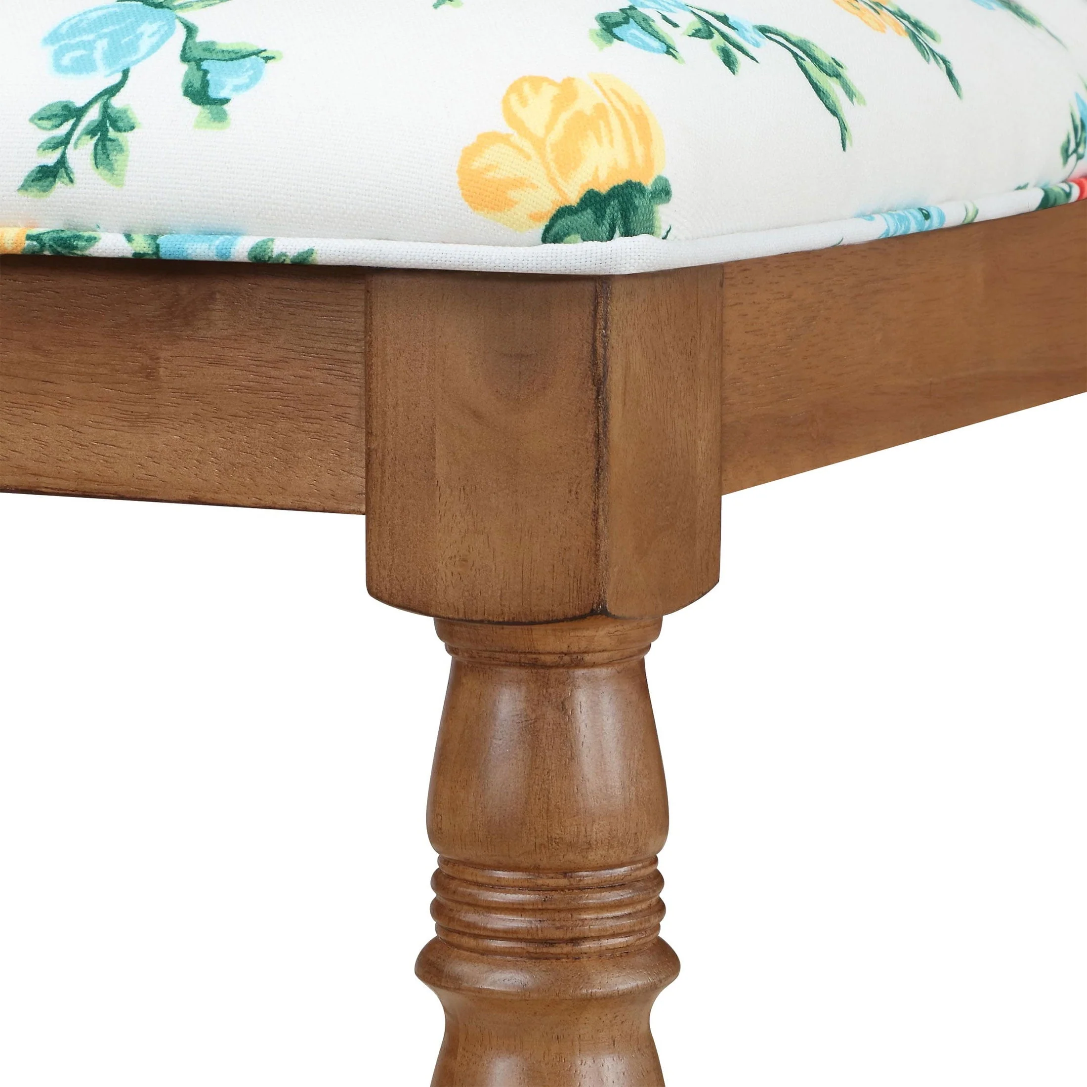 Vintage Floral Bar Stools Made With Solid Wood Frame, Set of 2 - Image 7