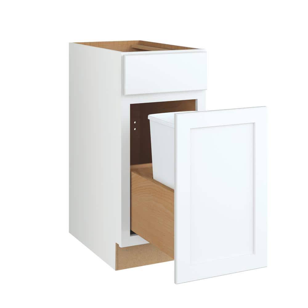 Courtland 18 in. W x 24 in. D x 34.5 in. H Assembled Shaker Trash Can Kitchen Cabinet in Polar White