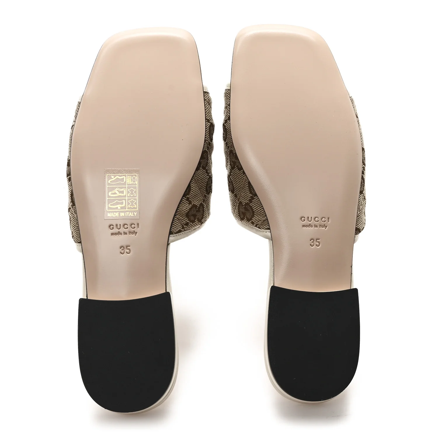 Monogram Matelasse Diagonal GG Marmont Flat Slide Sandals  35 Beige Ebony Mystic White