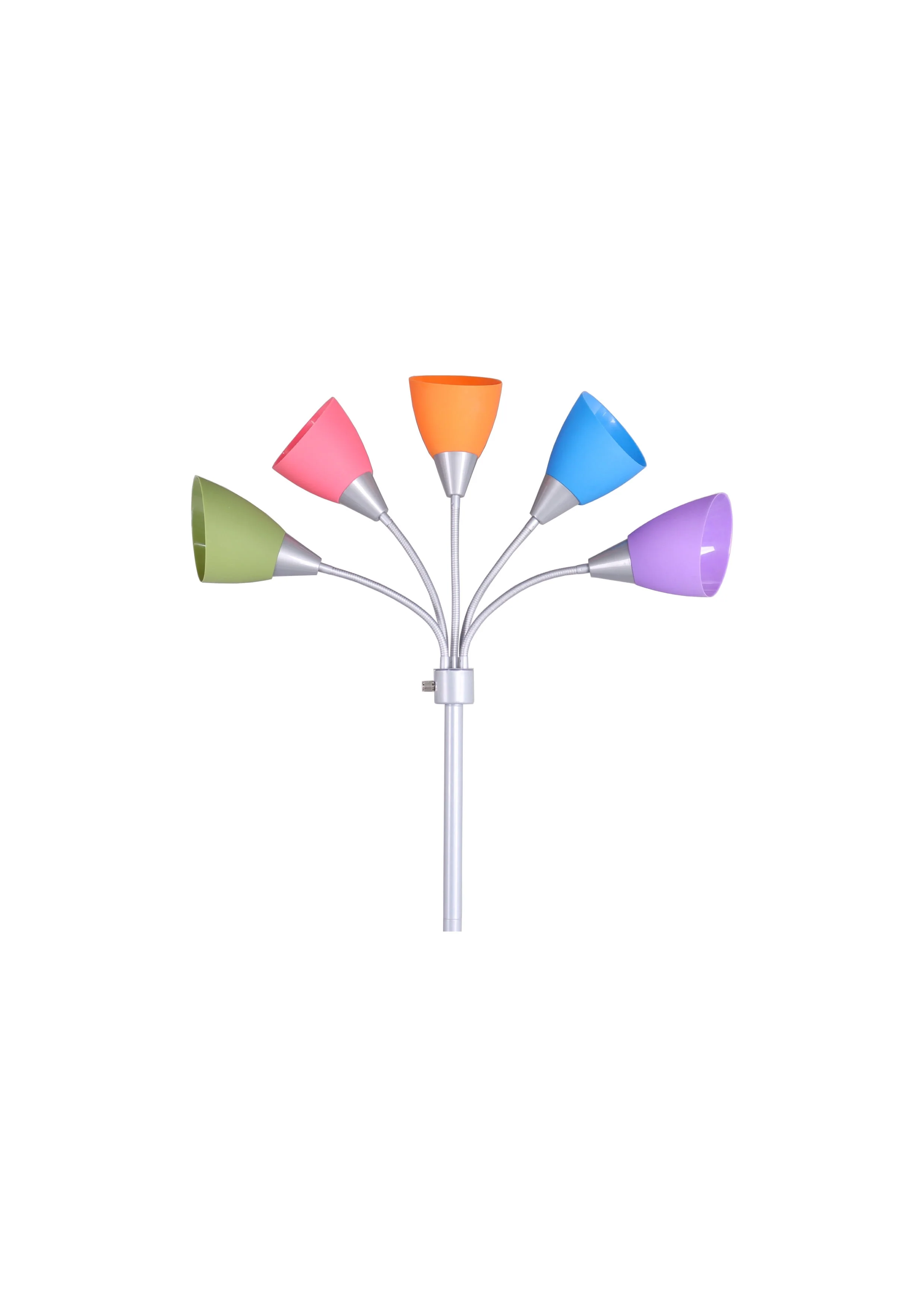 Mainstays 5 Light Floor Lamp, Multi-Color Shades, Metal Silver Finish, Modern, Young Adult Use