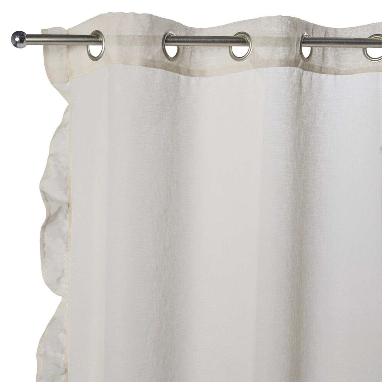 Voilage à oeillets 140x240cm contour à volant polyester beige