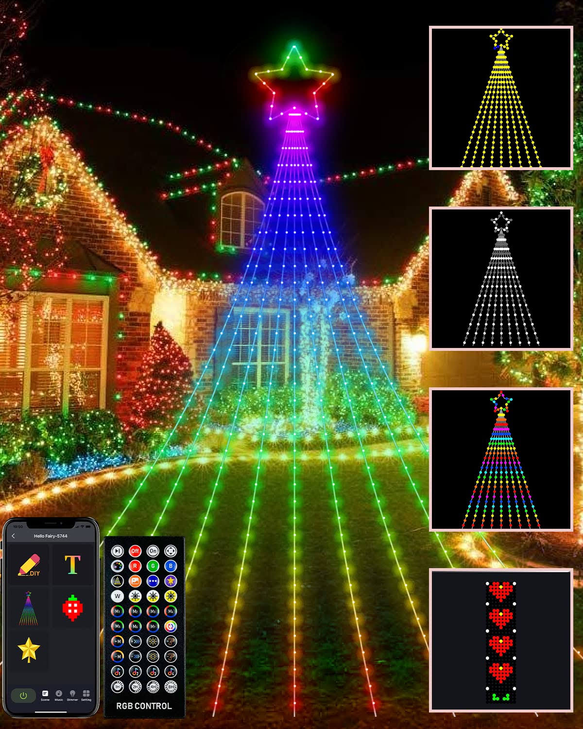 Smart DIY Custom Outdoor Christmas Lights Display with Star