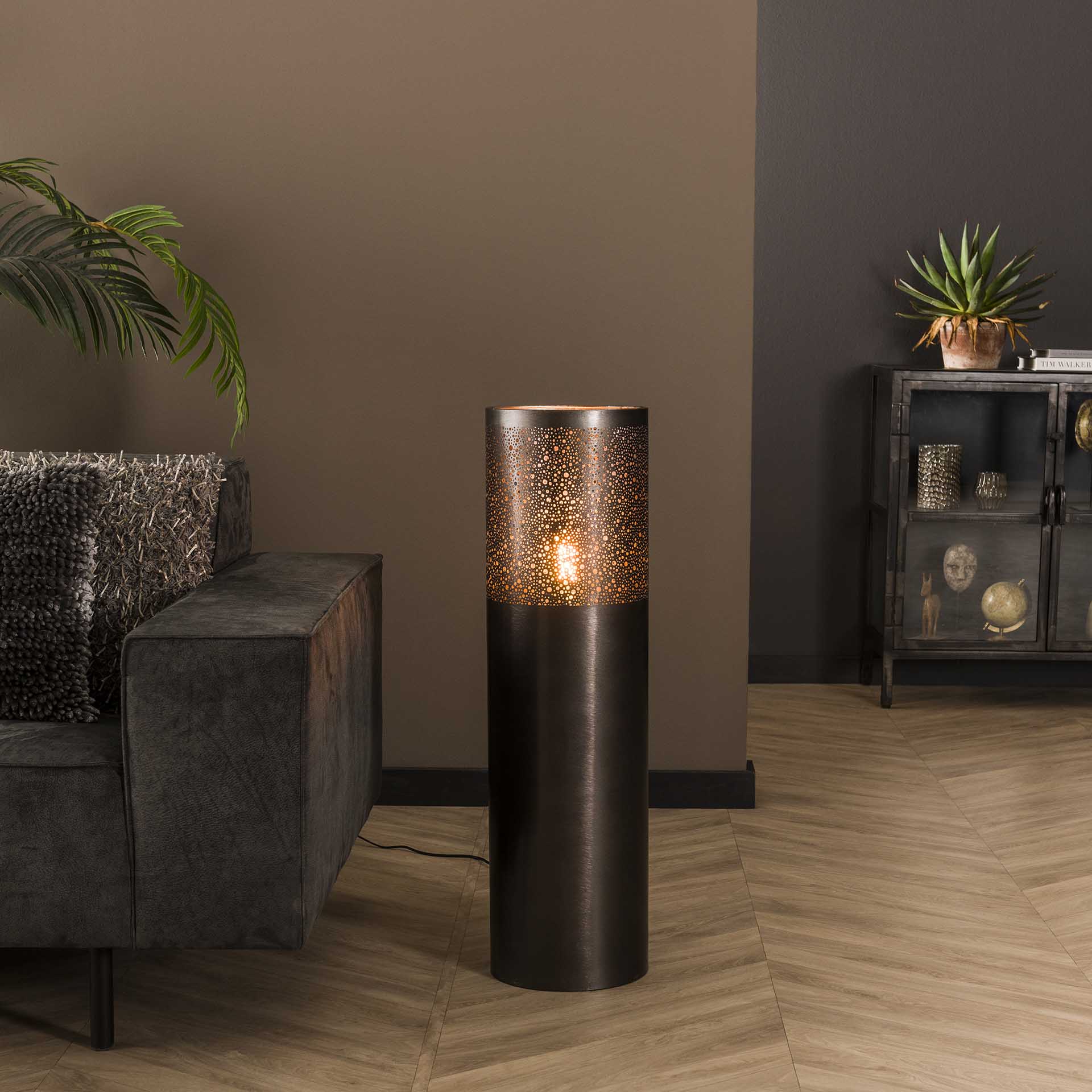by fonQ Hero Vloerlamp - 90 x Ø 25 cm - Zwart/Nikkel