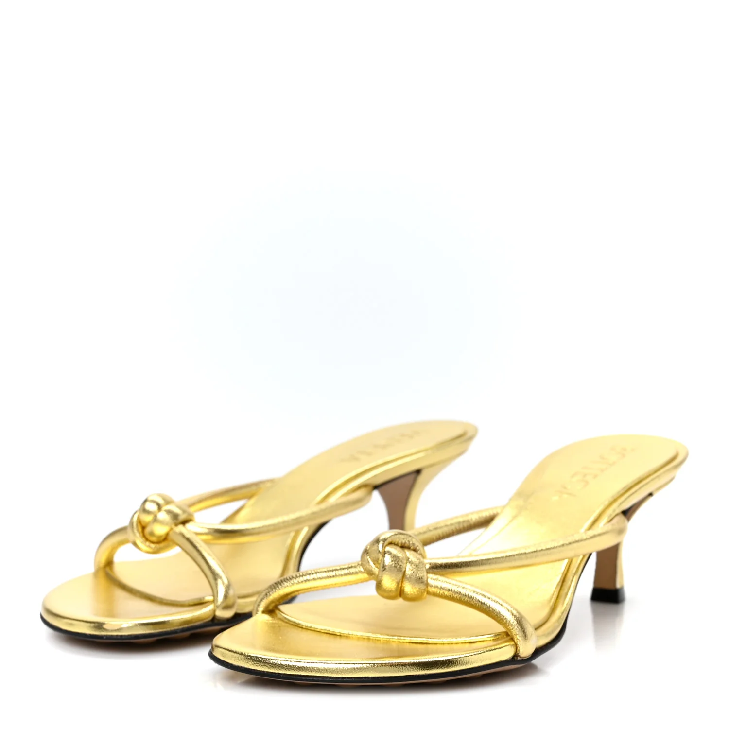 Metallic Nappa Blink Knot Mule Sandals 37.5 Gold