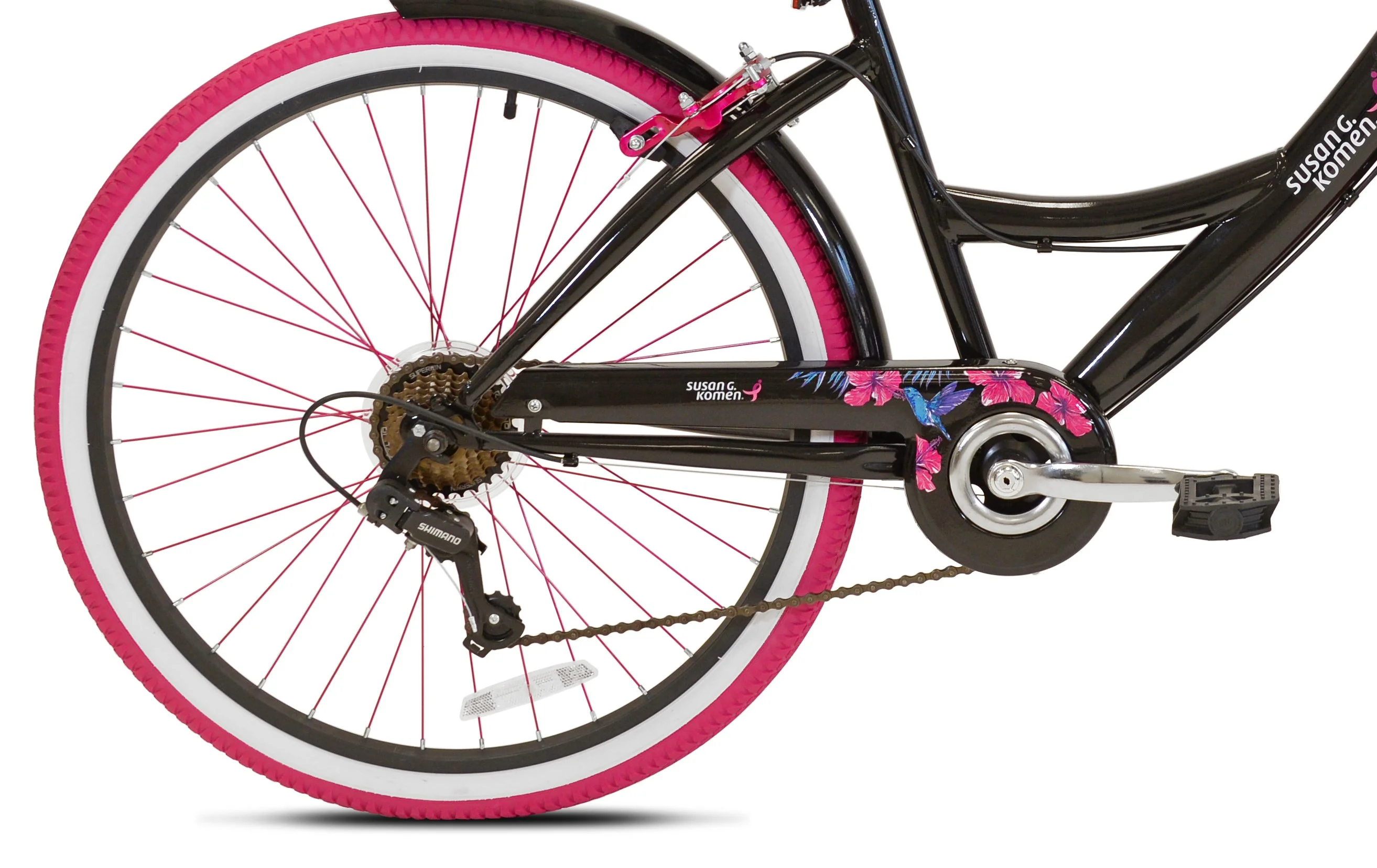 26" Cruiser Bike, Adult, Ages 12+, Black and Pink - Image 4