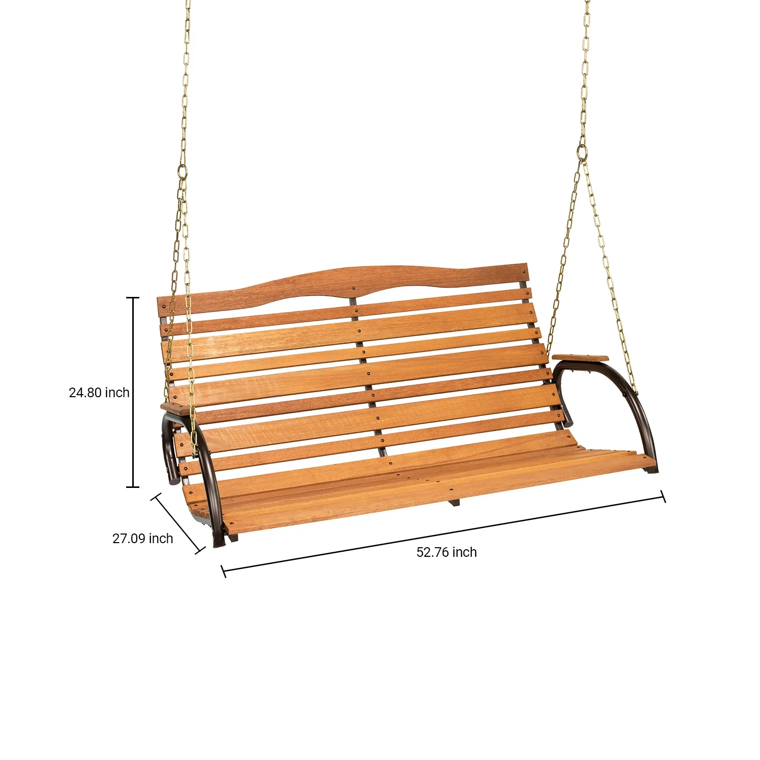 Country Garden 4' Hardwood High Back Porch Swing with Chains for 1-2 People