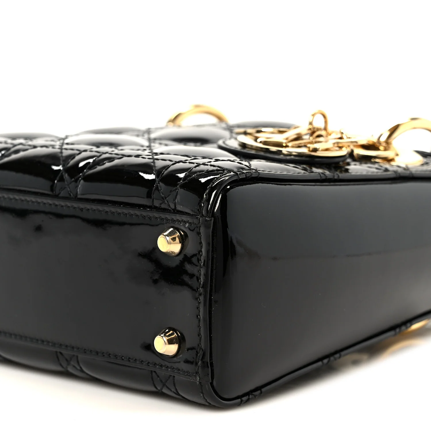 Patent Cannage Mini Lady Dior Black