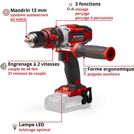 Einhell Perceuse Visseuse à percussion sans fil TE-CD 18/48 Li-i-Solo PXC (Li-ion, 18V, Couple 48 Nm) Livré sans Batterie et Chargeur — vue 2