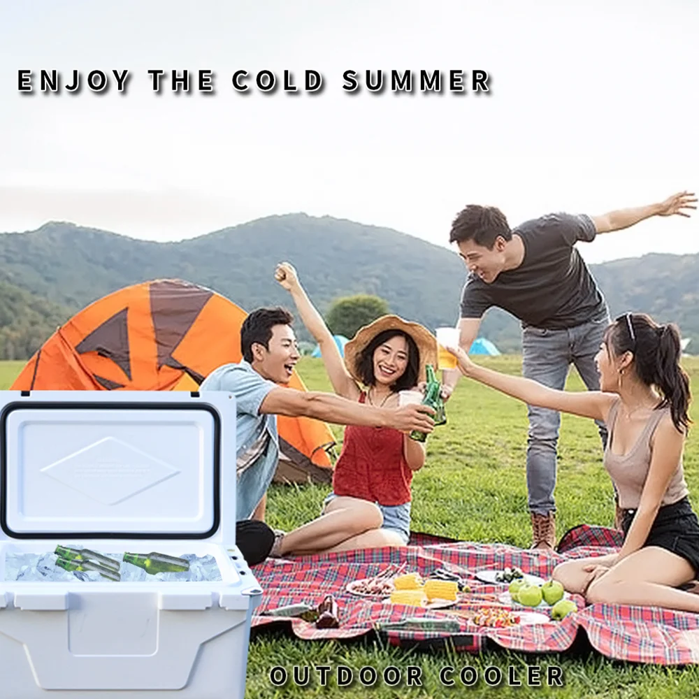65 Quart Hard Large Cooler Box, Insulation Portable Ice Chest Box with 2 Wheels and Handle, 400 lb Weight Capacity, Cooler Box for Beach, Drink, Beverage, Camping, Picnic, Fishing, Boat, Barbecue