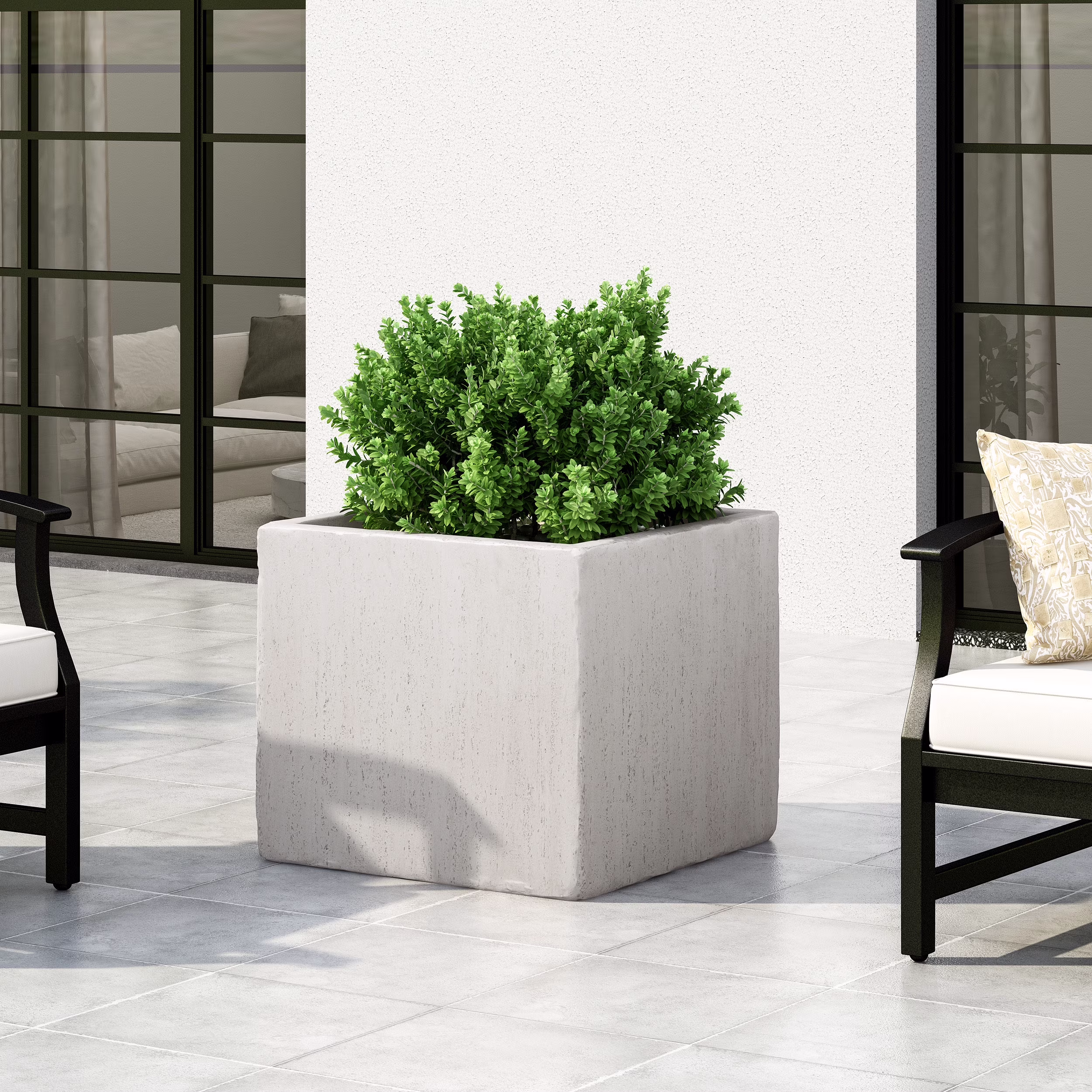 CoSoTower 21.5 Lightweight Concrete Planter - Modern Outdoor Garden Planter Box, Stone-Look Square Patio Planter for Walkway, Deck or Porch - Weather Resistant, No Assembly Required