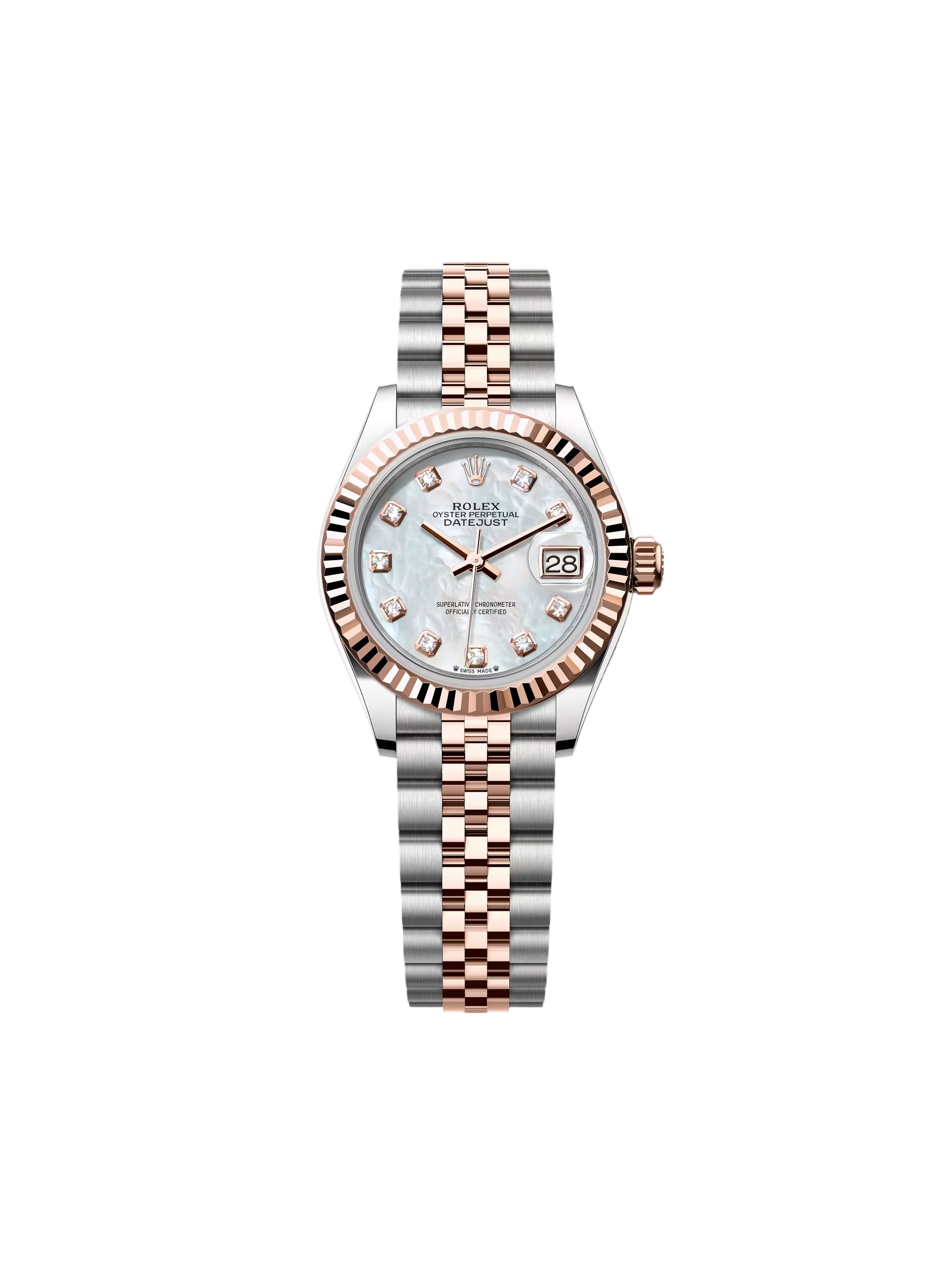 【Super Clone】RLX Lady-Datejust 28mm 279171 White Mother Of Pearl Diamond Oyster Stainless Steel and Rose Gold