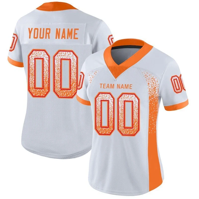Custom White Orange-Red Mesh Drift Fashion rugby jersey