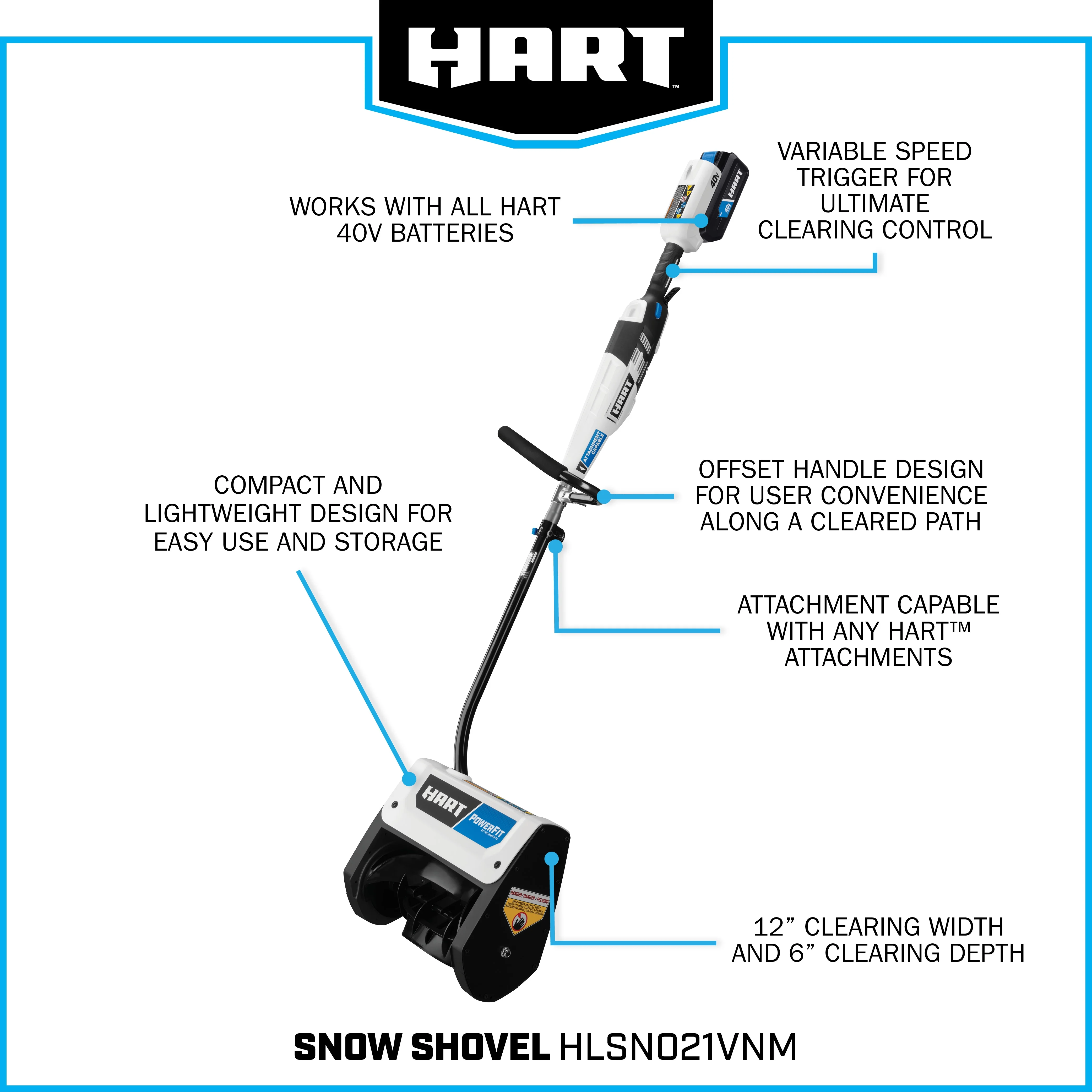 40-Volt 12-inch Single Stage Battery-Powered Snow Shovel Kit, (1) 4.0Ah Lithium-Ion Battery - Image 10