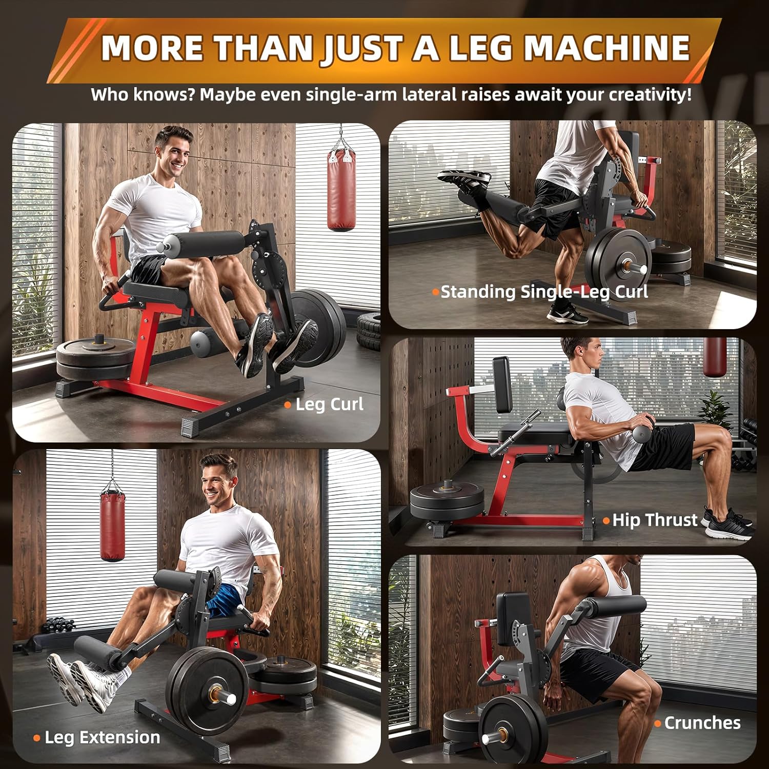 AECOJOY Leg Extension and Curl Lower Body Workout Machine, Heavy Duty Adjustable Leg Rotary Extension Plate Loaded Fitness Equipment