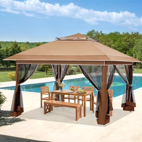 Pop Up Tent Canopy, Waterproof Canopy with Net and UV Resistant, Sidewalls Instant Shelter Canopy Tent with Carrying Roller Bag for Garden, Grill and Backyard (White)