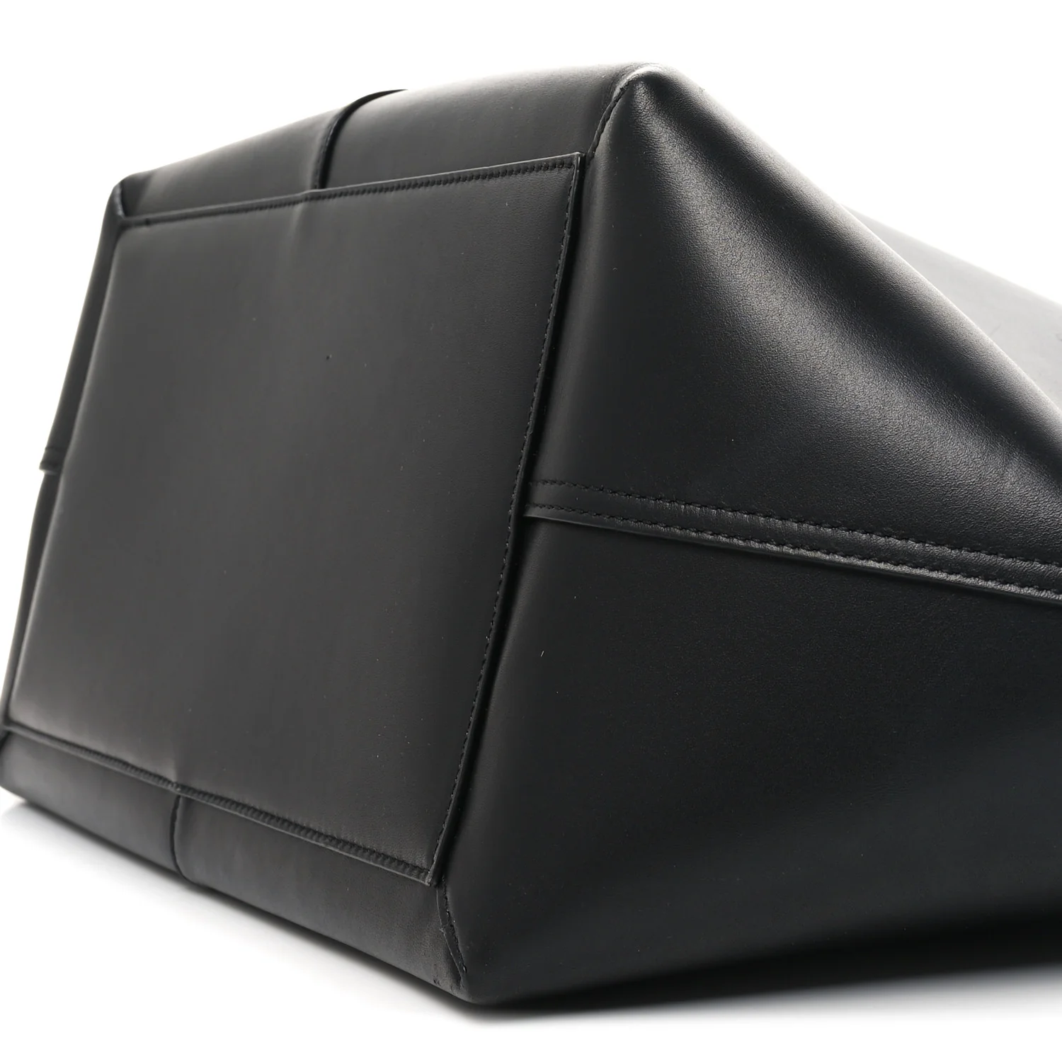 Smooth Calfskin Maxi Trapezoid Shopping Tote Black