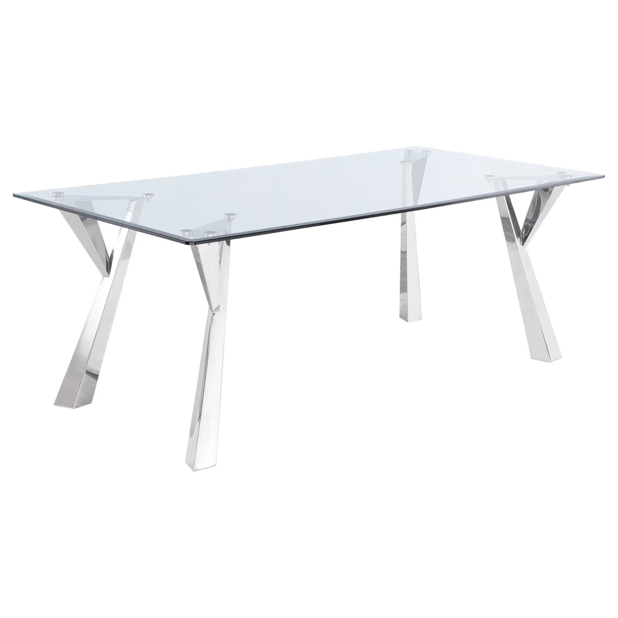 Rectangular Glass Top Dining Table Clear and Chrome