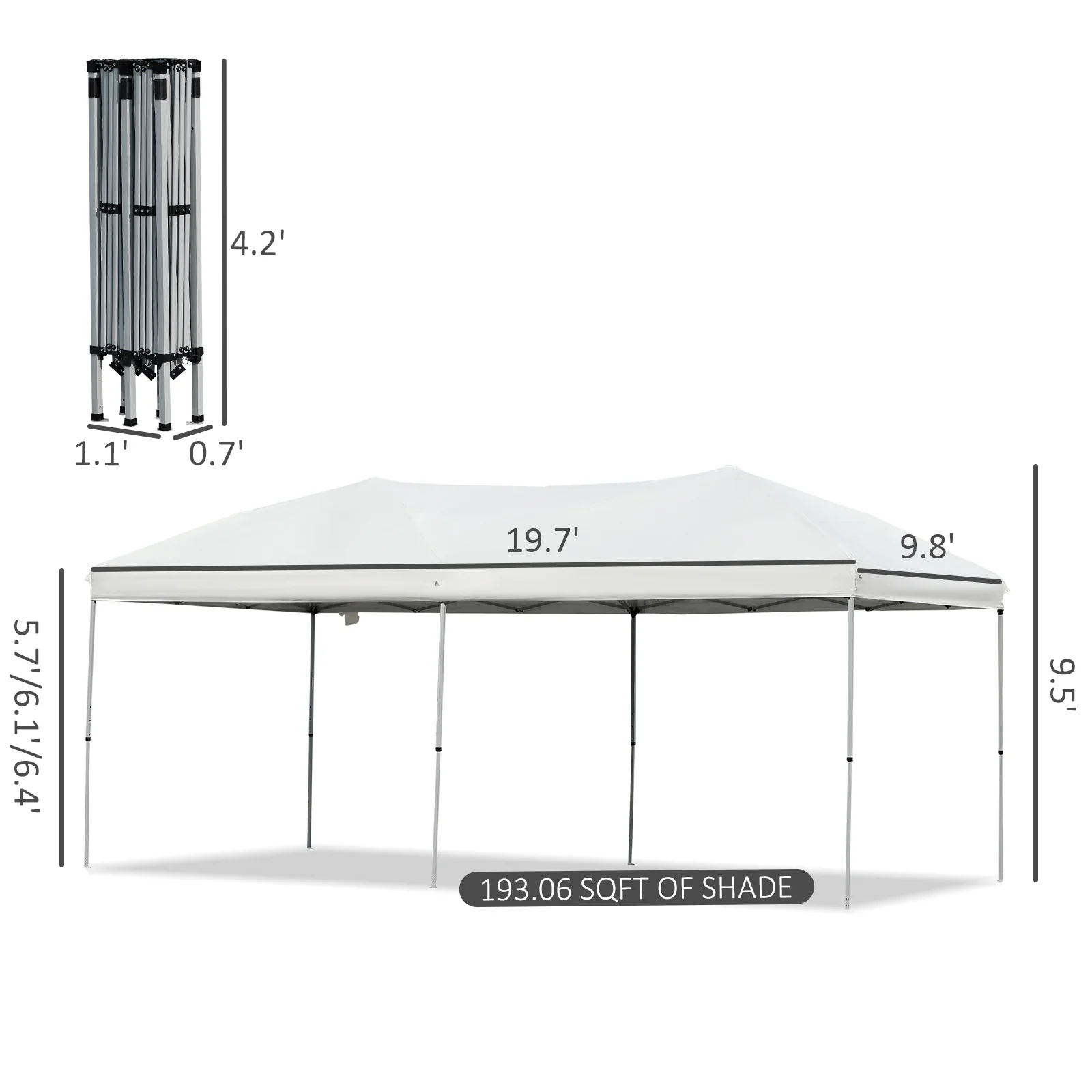 Outsunny 10' x 19' Pop Up Canopy with Easy Up Steel Frame, 3-Level Adjustable Height and Carrying Bag, Sun Shade Event Party Tent for Patio, Backyard, Garden, Blue