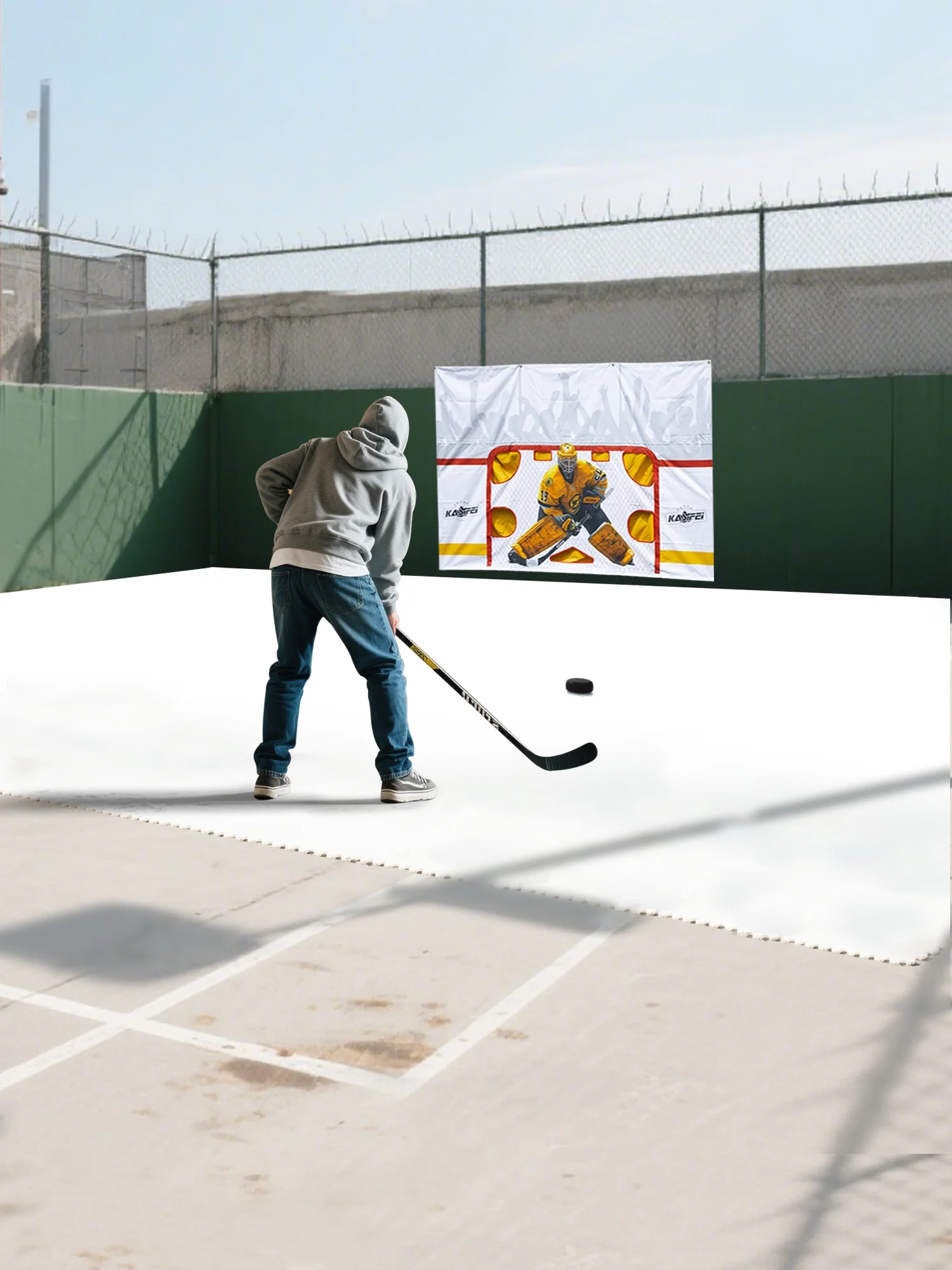 Hockey Synthetic Ice Tiles, 12 Pack 18" x 18" Hockey Flooring Tiles, Expandable Hockey Training Surface, Easy to Assemble - Image 8