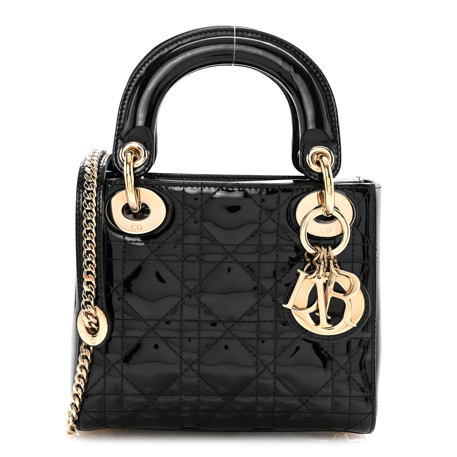 Patent Cannage Mini Lady Dior Black