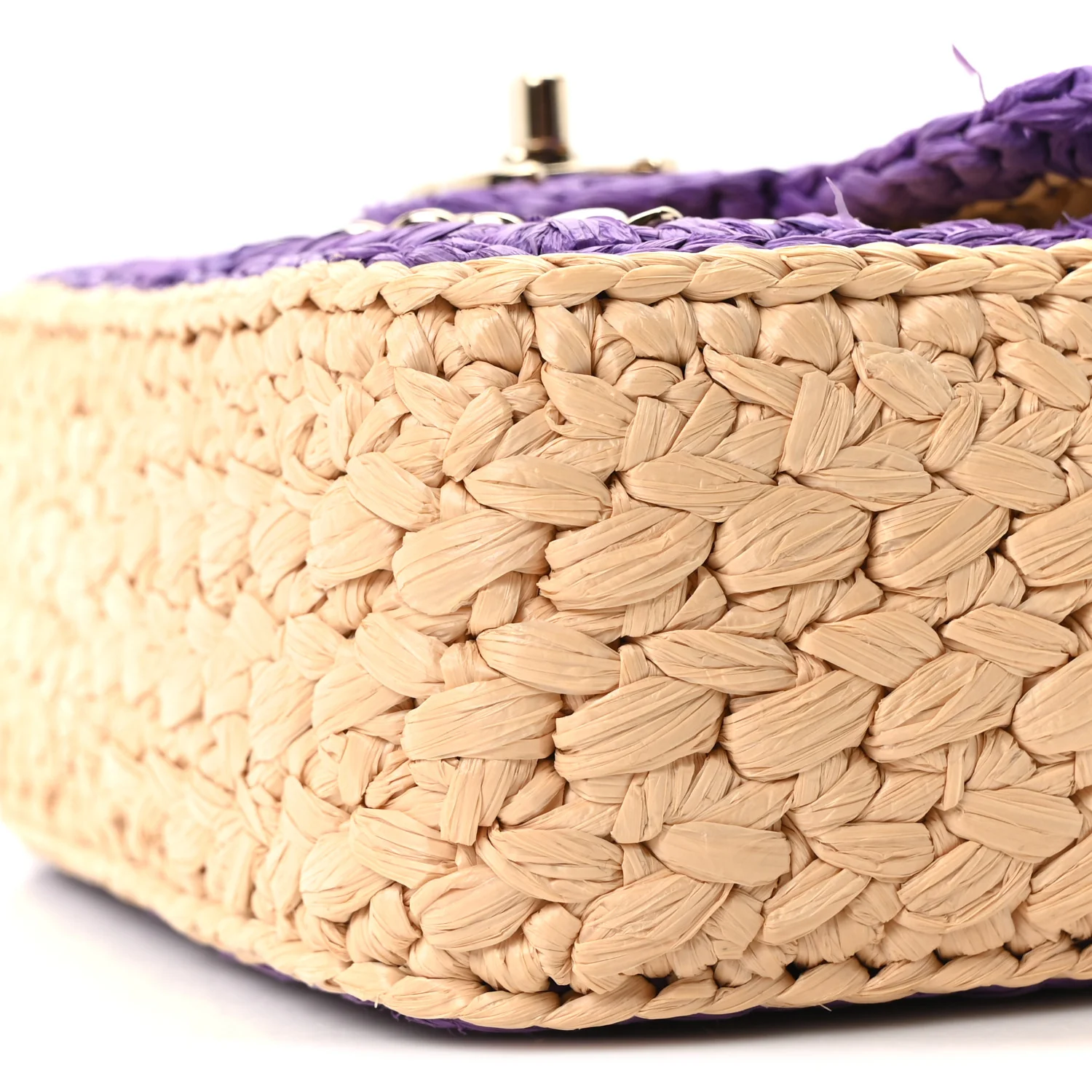 Raffia Chain Venice Beach Mini Flap Bag Beige Purple