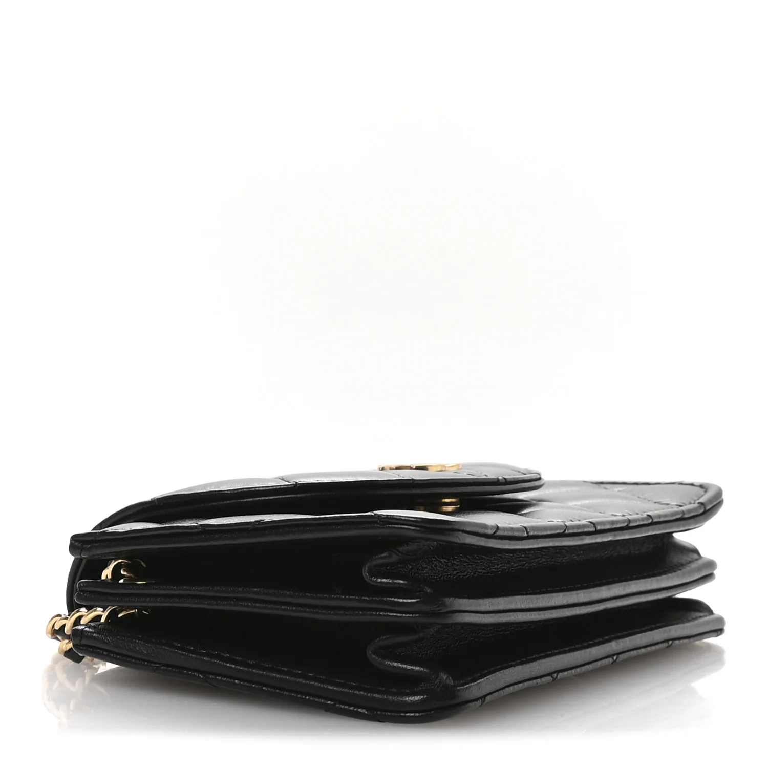 Lambskin Quilted Phone Holder Flap Black