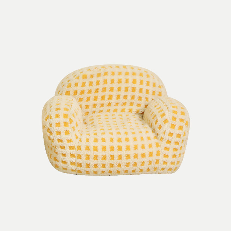 Canapé pour animaux de compagnie en velours d'agneau couleur œuf poché, fauteuil inclinable pour chien ou chat